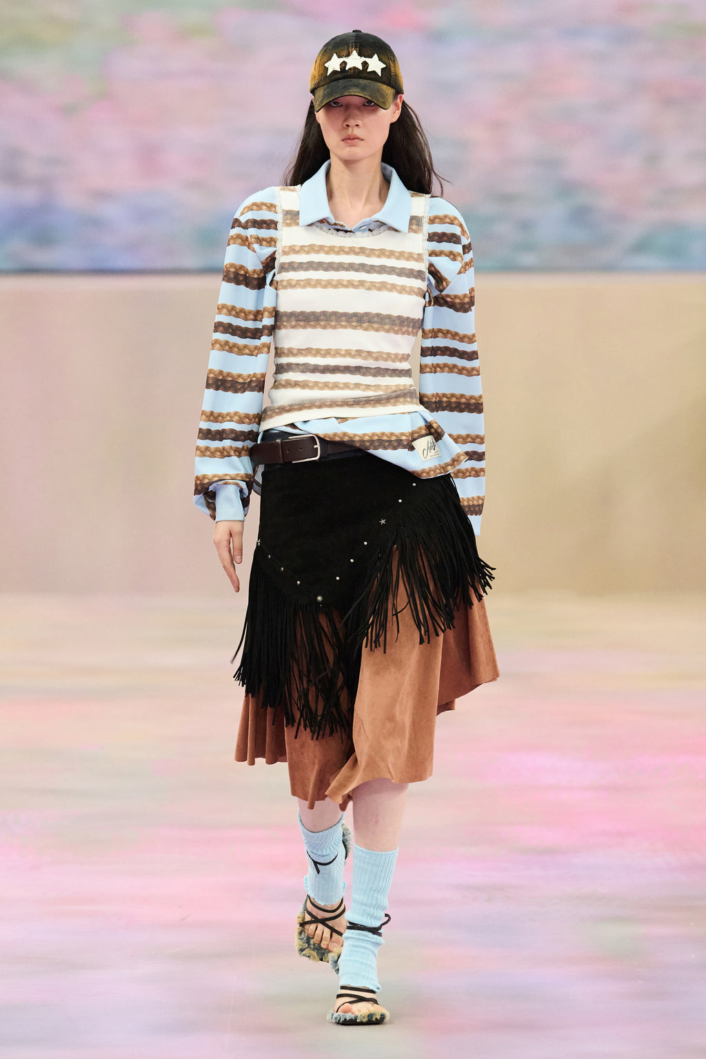 Andersson Bell - Hair Braid Stripe Collar T-Shirt (Blue) product image 6 | TRAB K-Fashion Australia