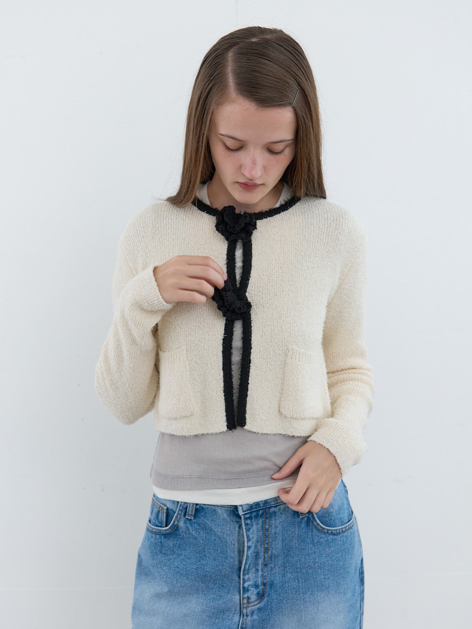 Kijun - Crochet Knit Jacket (Ivory) product image 3 | TRAB K-Fashion Australia