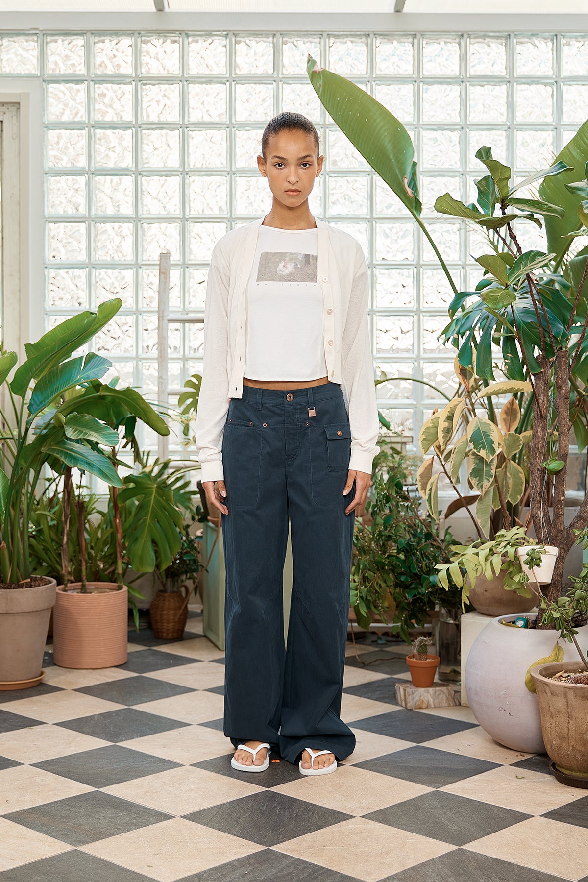 Matin Kim - Back Logo See Through Cardigan (Ivory) product image 5 | TRAB K-Fashion Australia