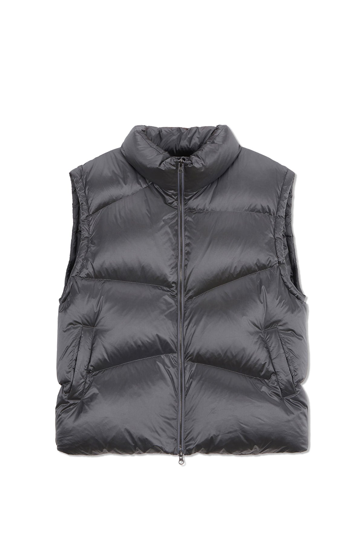 Matin Kim - Unbalance Quilted Down Vest (Grey) product image 1 | TRAB K-Fashion Australia