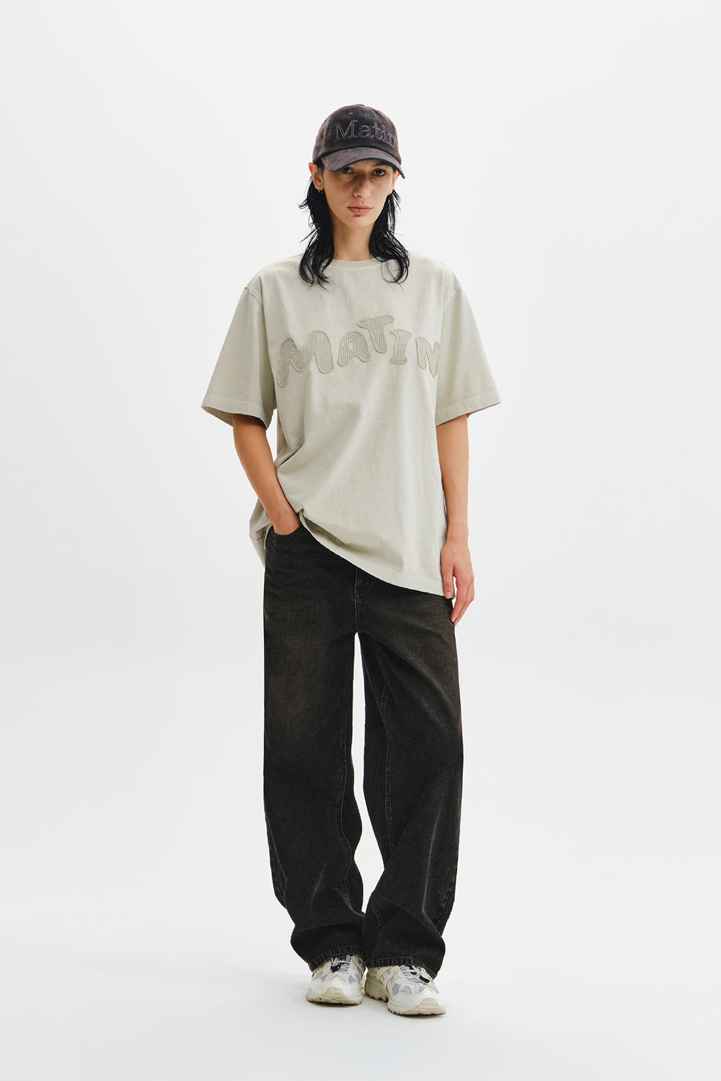 Matin Kim - Waffle Applique Logo Top (Light Beige) product image 11 | TRAB K-Fashion Australia