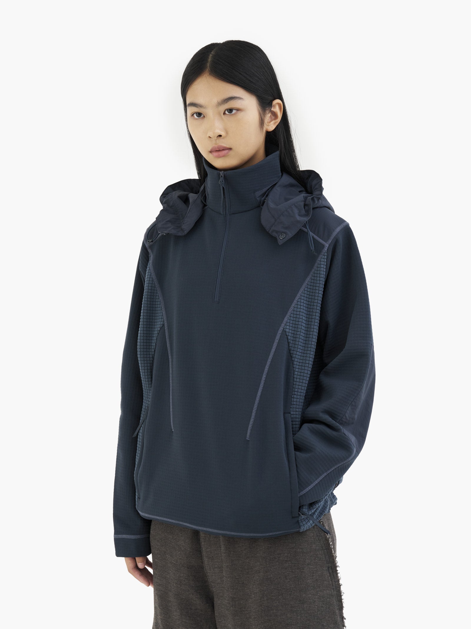 Jiyong Kim - Hooded Half Zip-Up (Navy) product image 7 | TRAB K-Fashion Australia