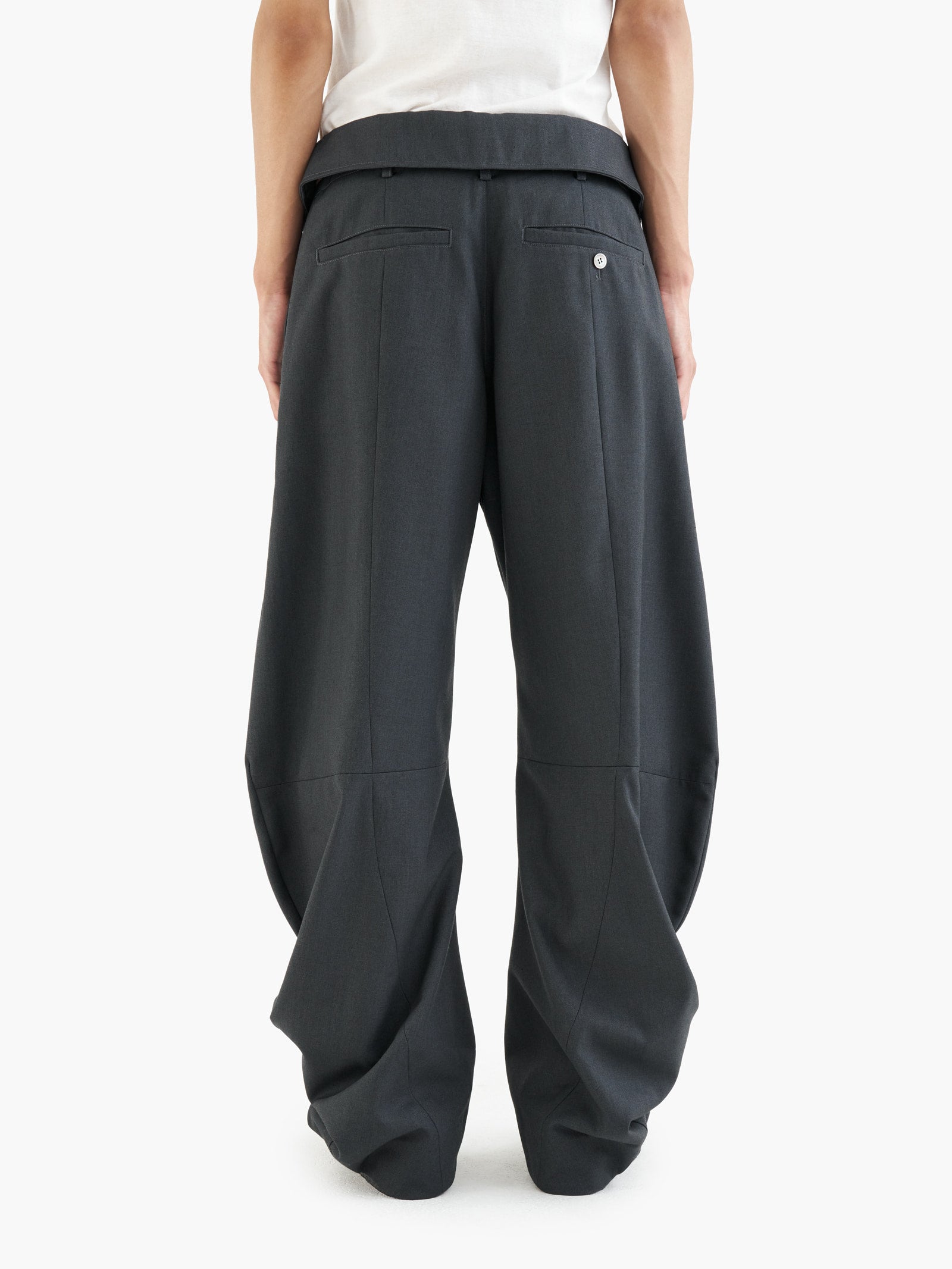 Jiyong Kim - Sun-Bleached Curved Trousers (Dark Grey) product image 12 | TRAB K-Fashion Australia