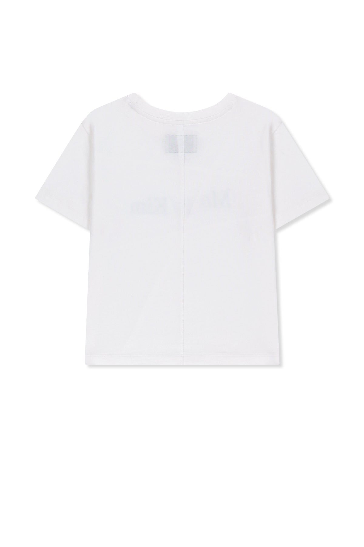 Matin Kim - Diagonal Cut Logo Crop Top (White) product image 2 | TRAB K-Fashion Australia