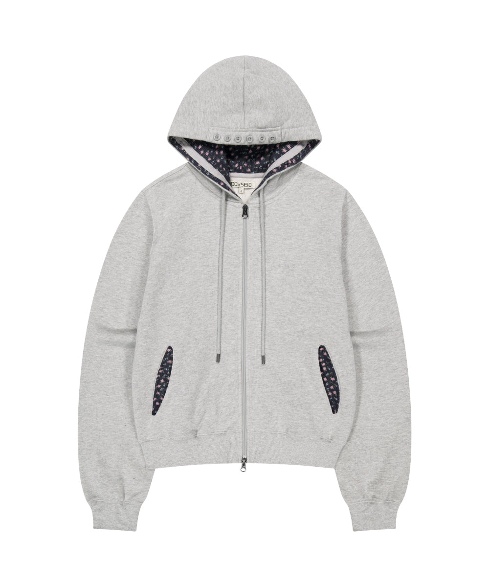 Coyseio - Flower Point Zip-Up Hoodie (Melange Grey) product image 12 | TRAB K-Fashion Australia