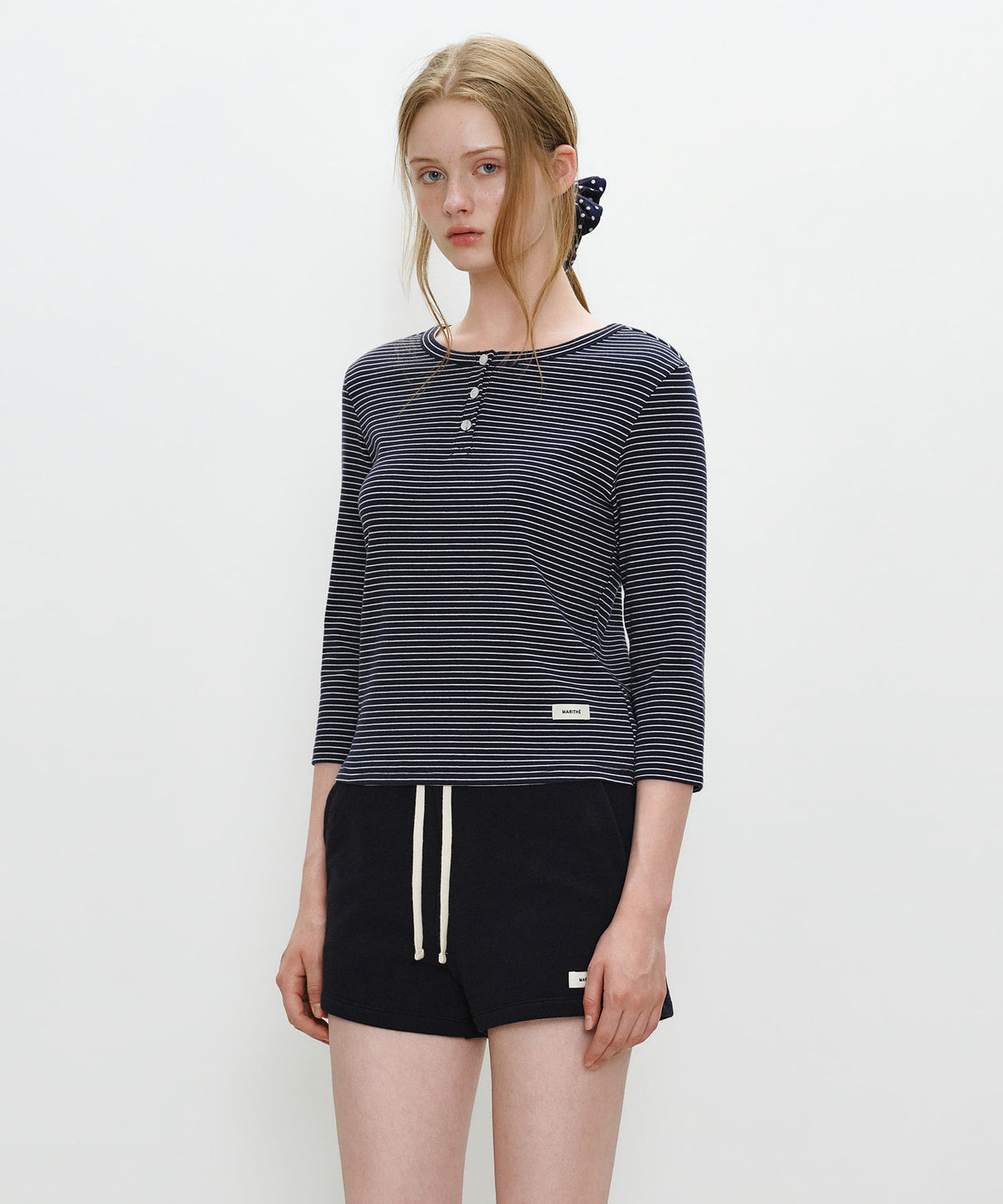 Marithe & Francois Girbaud - Basic Henley Neck 3/4 Sleeve (Navy) product image 2 | TRAB K-Fashion Australia