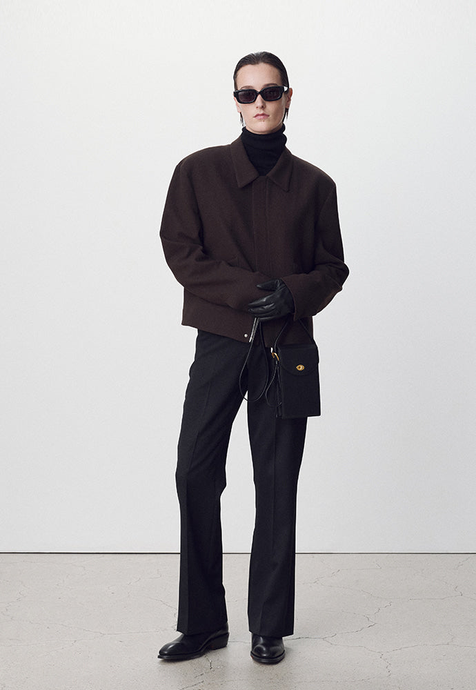 Tonywack - Virgin Wool Cropped Blouson Jacket (Dark Brown) product image 4 | TRAB K-Fashion Australia