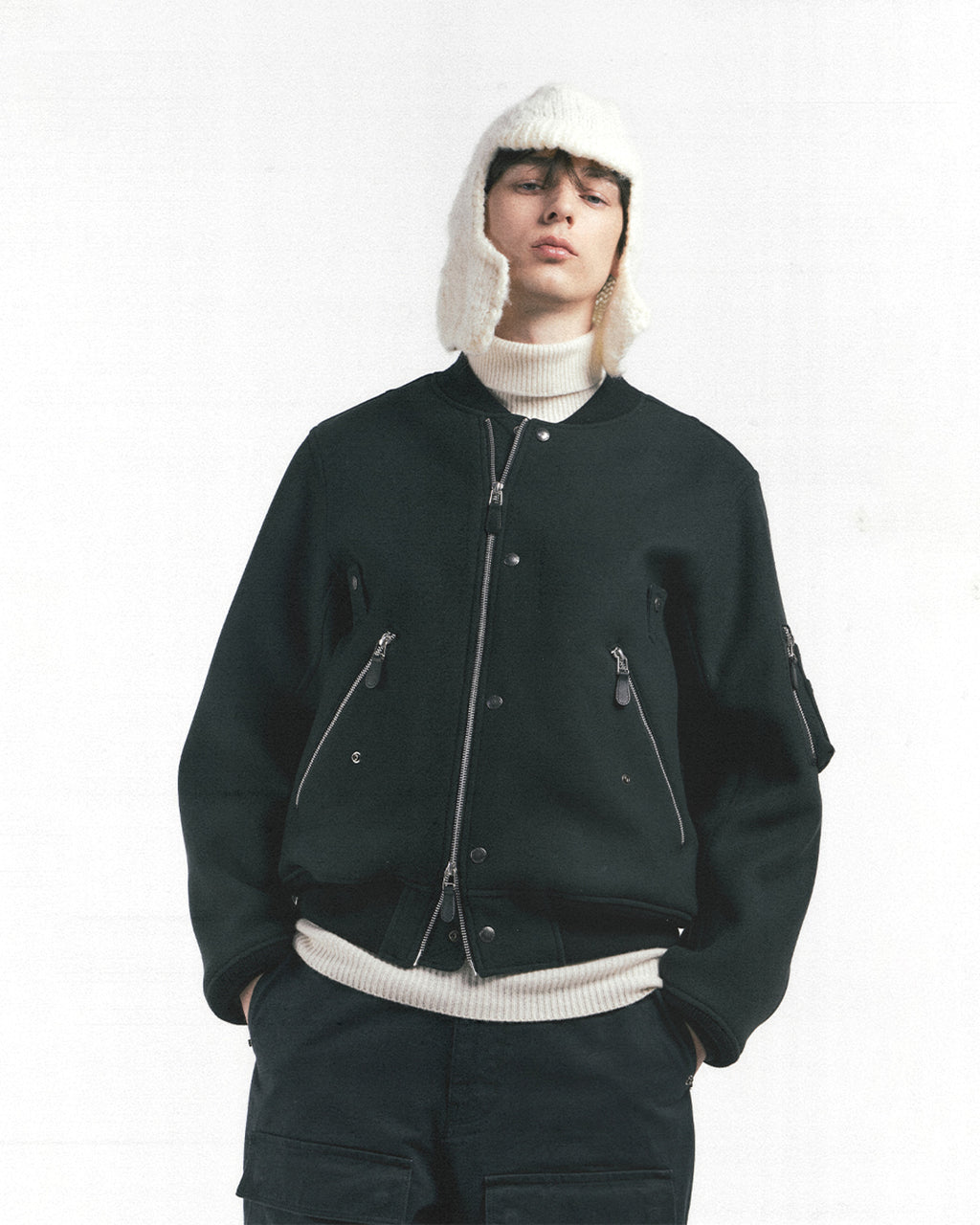 Eastlogue - Flight Ma-1 Jumper (Ashed Black Melton Wool) product image 3 | TRAB K-Fashion Australia
