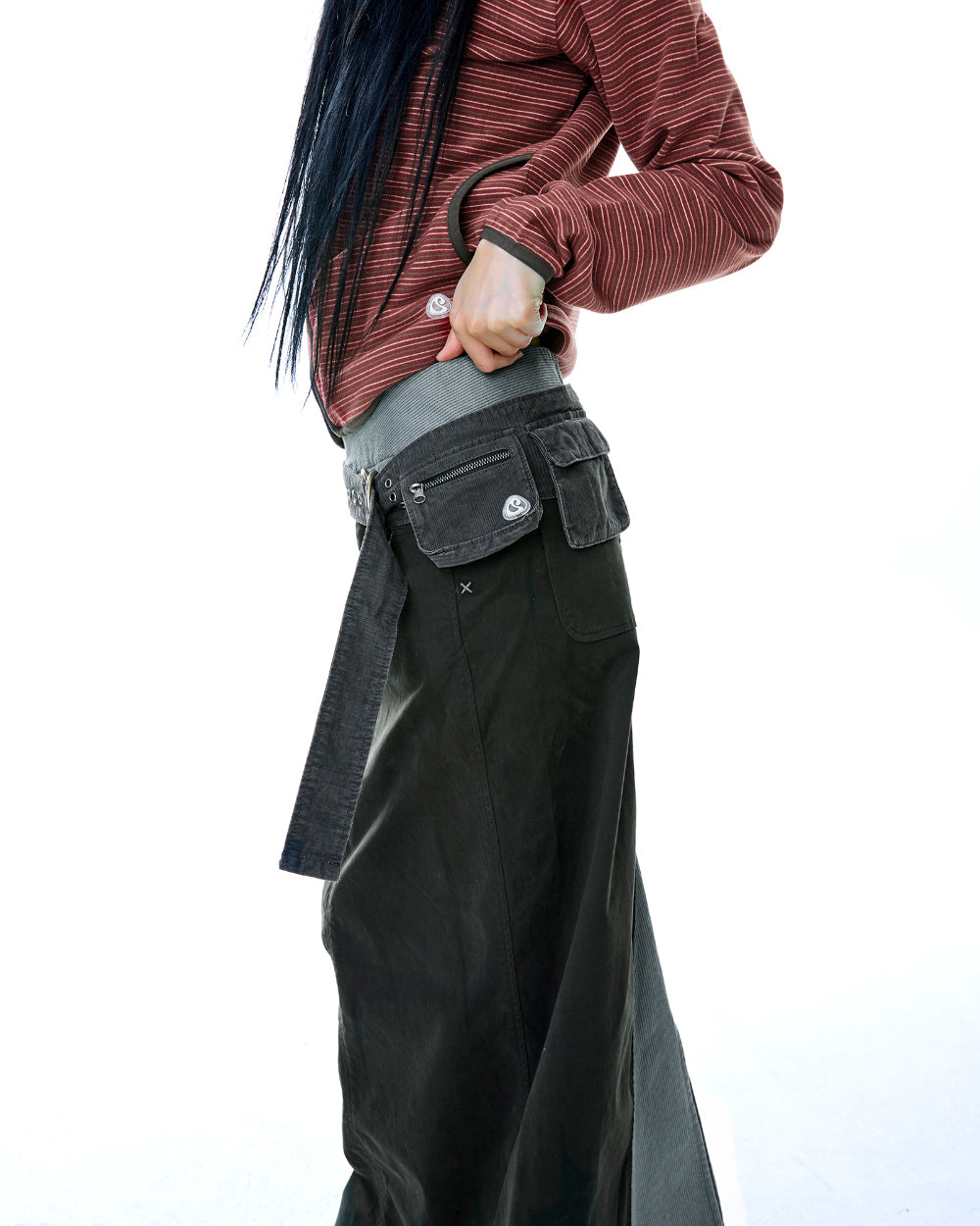 Coyseio - Stripe Fleece Hood Zip-Up (Red) product image 9 | TRAB K-Fashion Australia