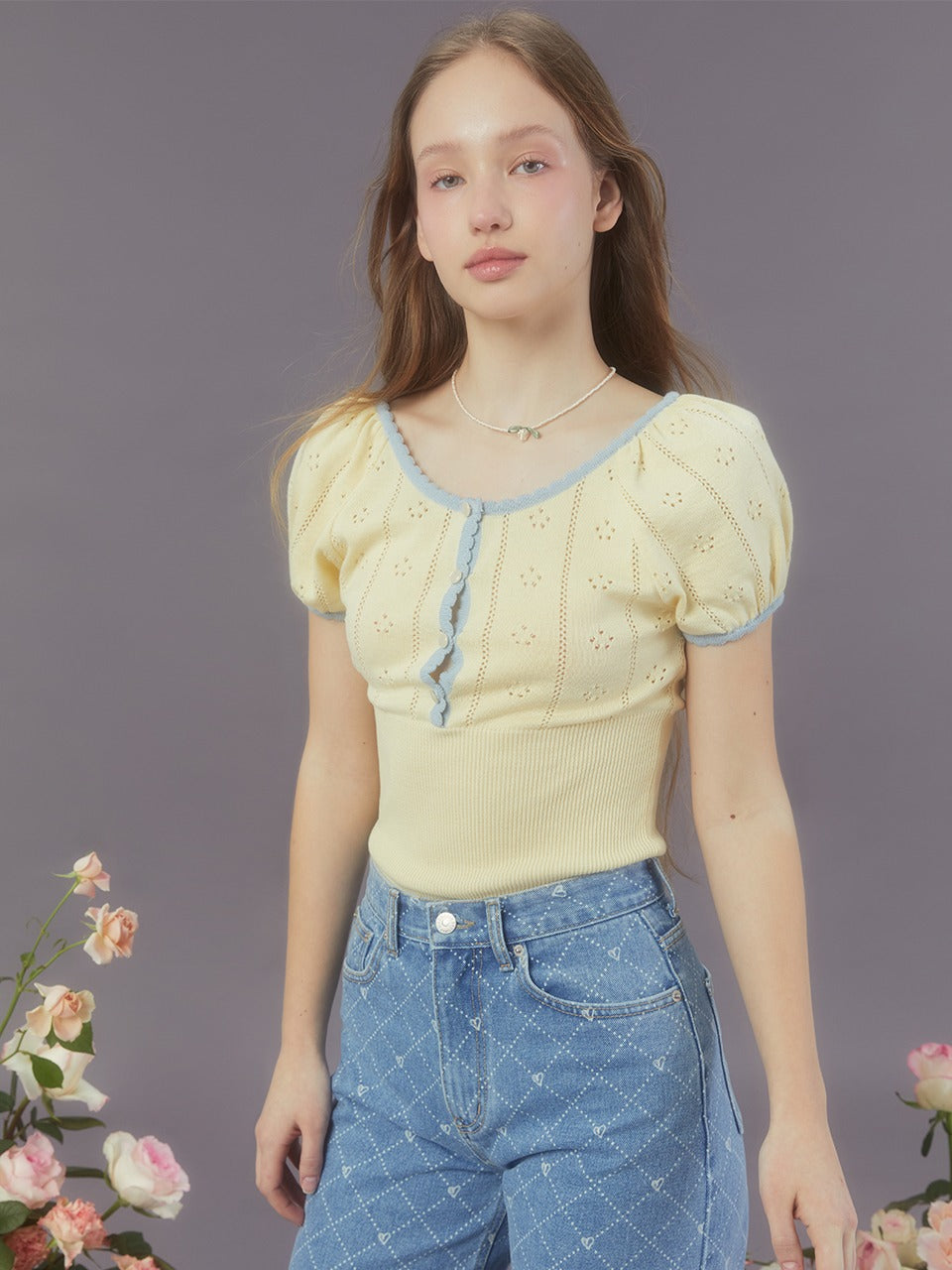 Margarin Fingers - Petit Pointelle Knit (Light Yellow) product image 1 | TRAB K-Fashion Australia