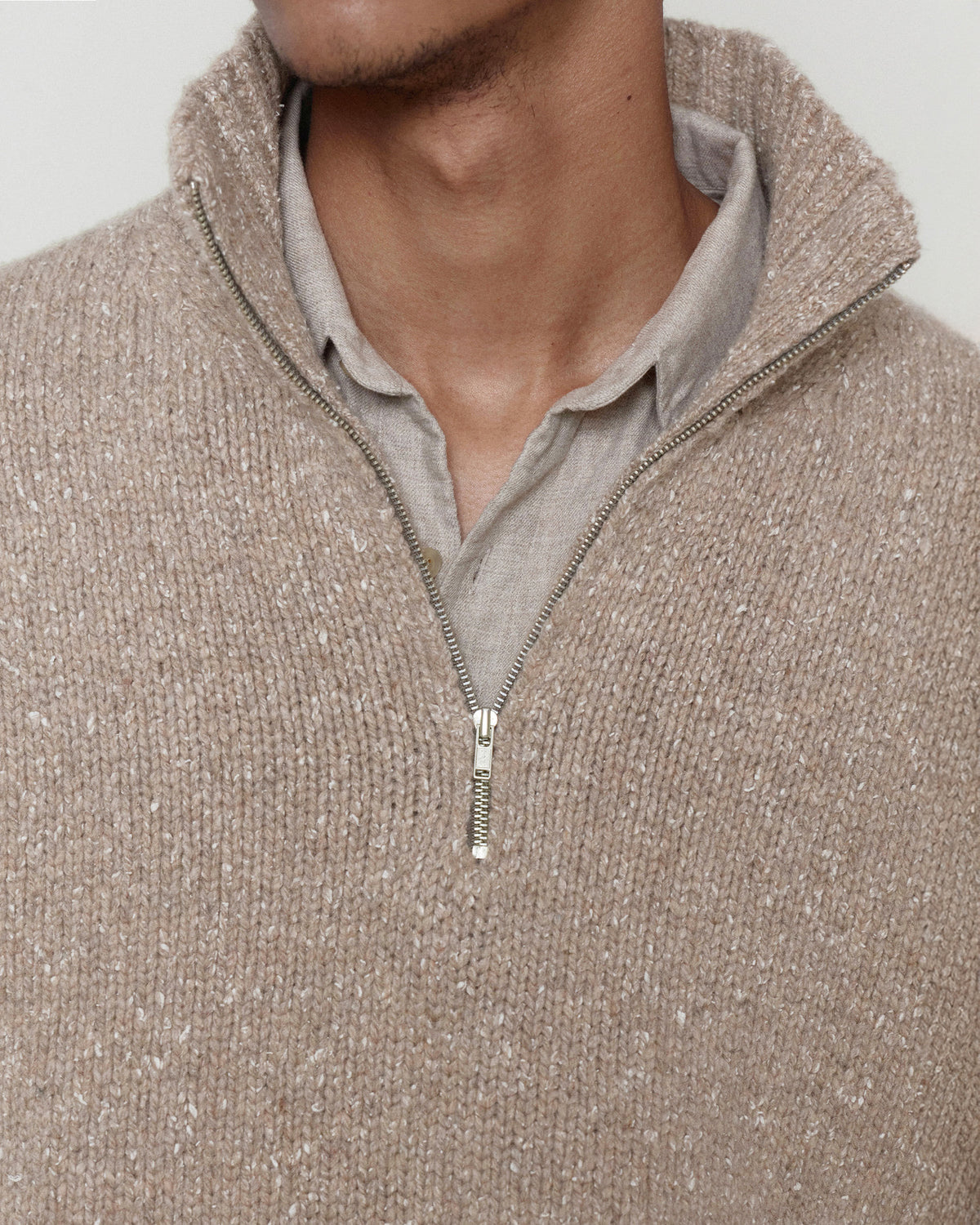 Brownyard - Quarter Zip Up Sweater (Beige) product image 5 | TRAB K-Fashion Australia