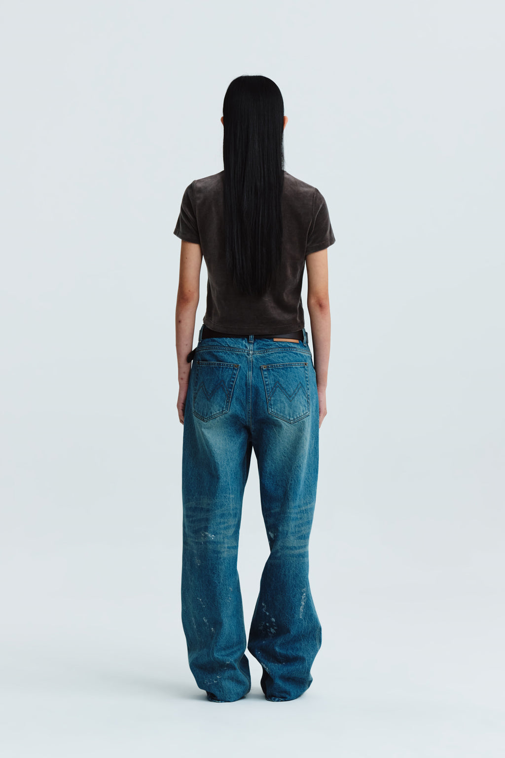 Matin Kim - Logo Emboss Velvet Crop Top (Khaki) product image 8 | TRAB K-Fashion Australia