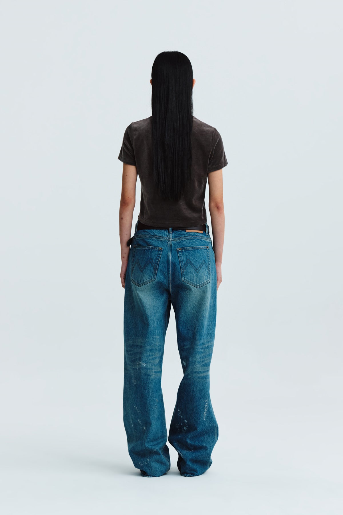 Matin Kim - Logo Emboss Velvet Crop Top (Khaki) product image 8 | TRAB K-Fashion Australia