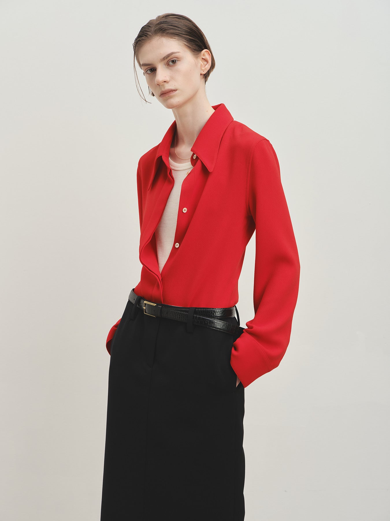 Tonywack - Pointed Collar Fitted Shirts (Red) product image 8 | TRAB K-Fashion Australia