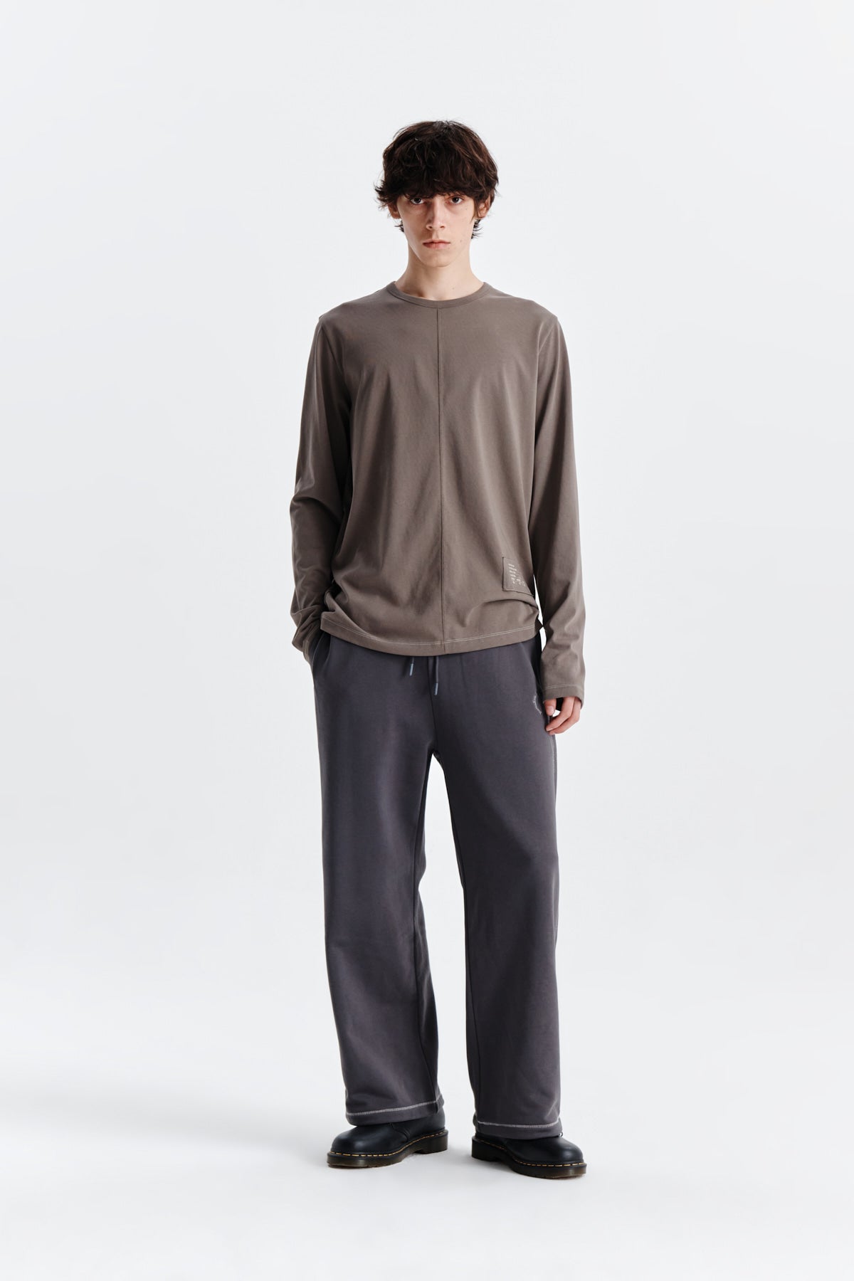 Matin Kim - Patch Graphic Point Long Sleeve Top (Khaki) product image 9 | TRAB K-Fashion Australia