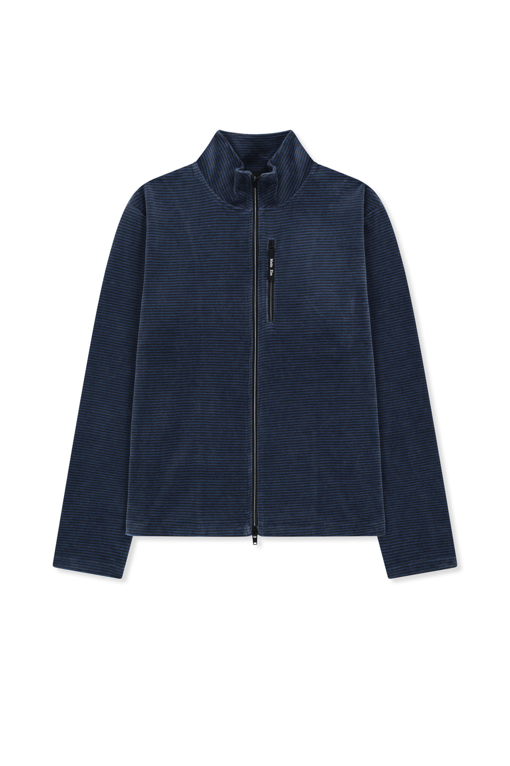 Matin Kim - [Pre-Order – Ships October 8] Striped Velour Zip Up (Navy) product image 1 | TRAB K-Fashion Australia