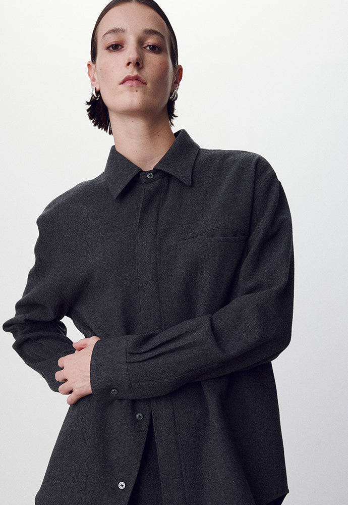Tonywack - Virgin Wool Hidden Placket Shirt (Grey) product image 6 | TRAB K-Fashion Australia
