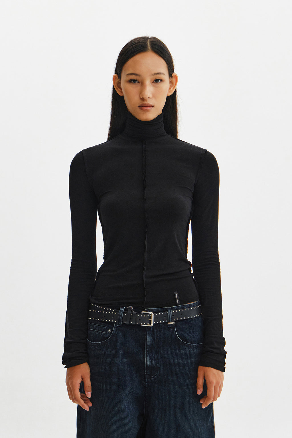 Matin Kim - Raw Cut High Neck Top (Black) product image 6 | TRAB K-Fashion Australia