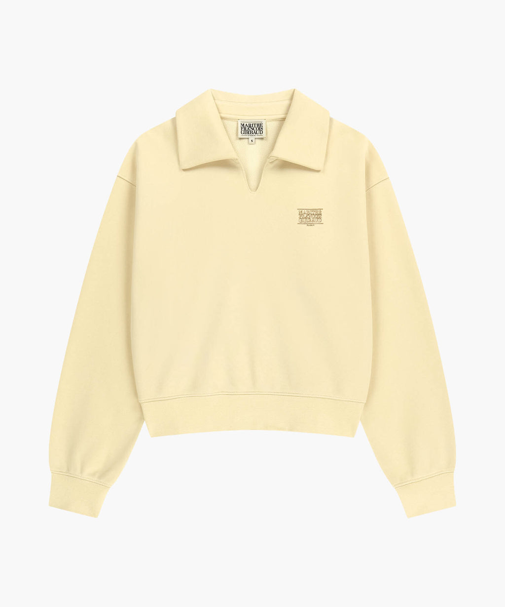 Marithe & Francois Girbaud - Doodle Classic Logo Collar Sweatshirt (Butter) product image 5 | TRAB K-Fashion Australia