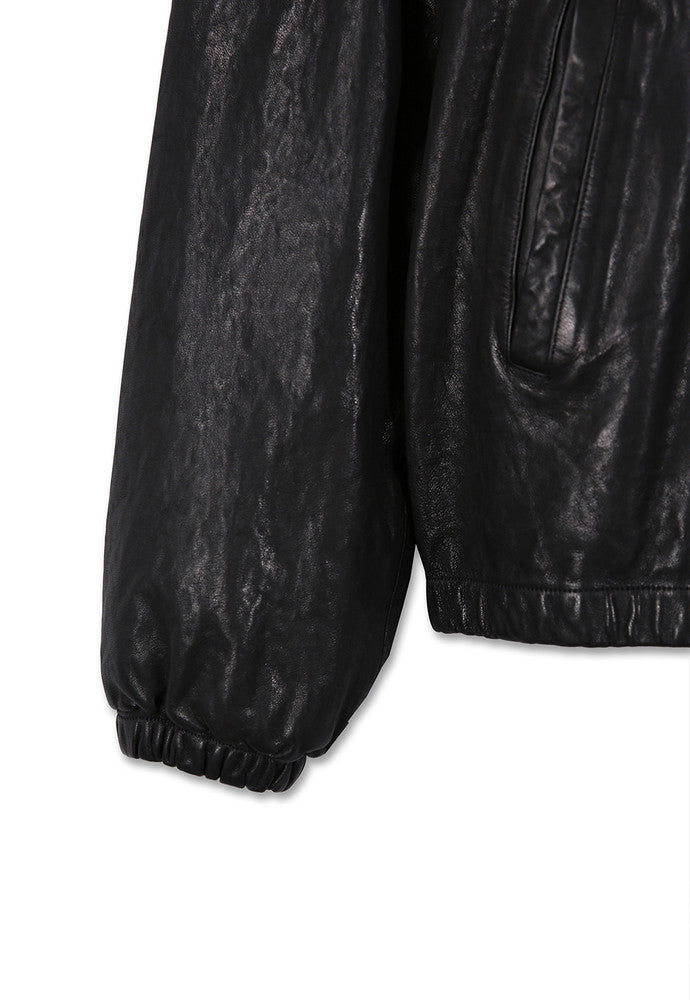 Art if acts - Washed Leather Hooded Zip-up Jacket (Black) product image 12 | TRAB K-Fashion Australia