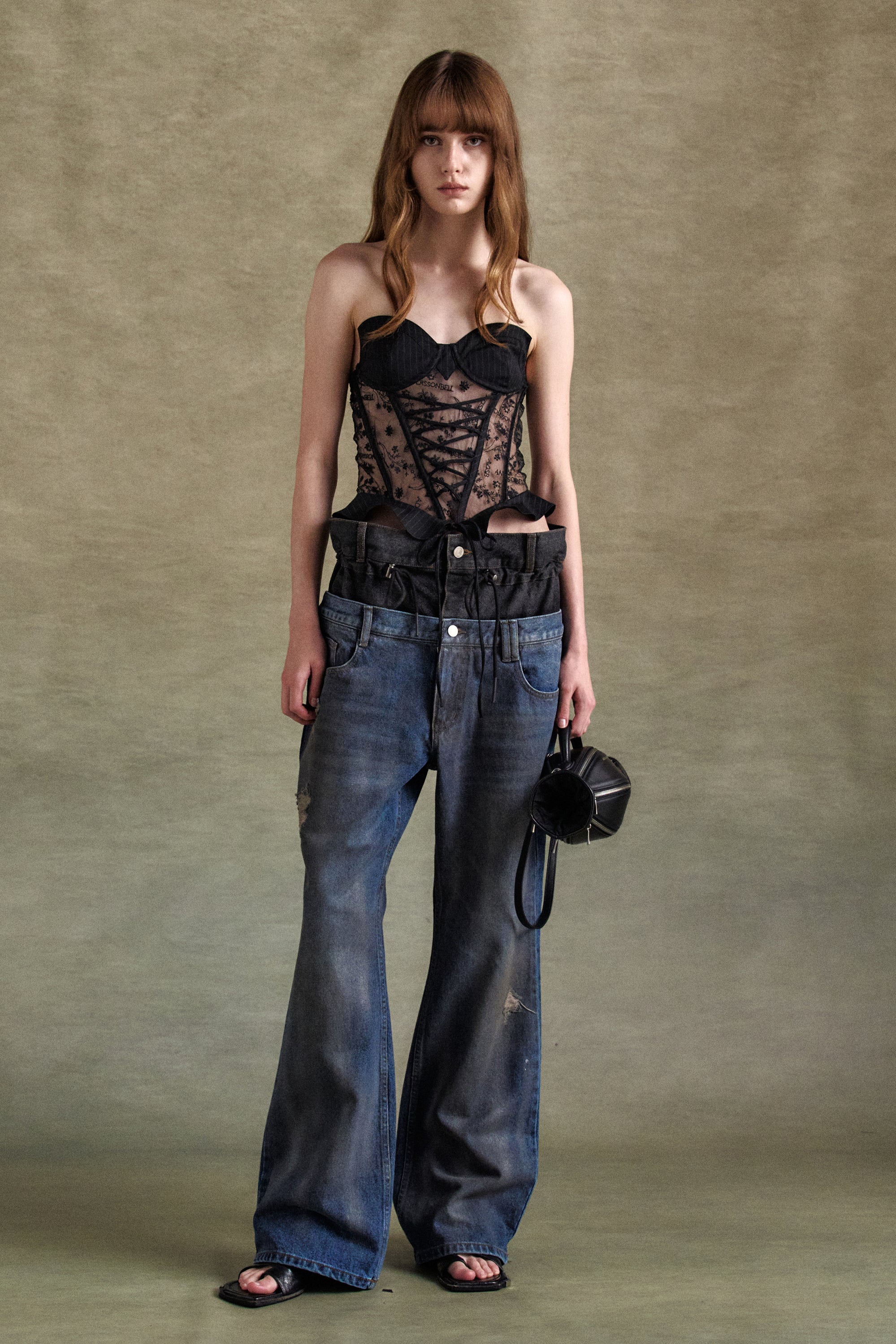 Andersson Bell - Dusty Spray Double Waist Jeans (Blue Black) product image 7 | TRAB K-Fashion Australia