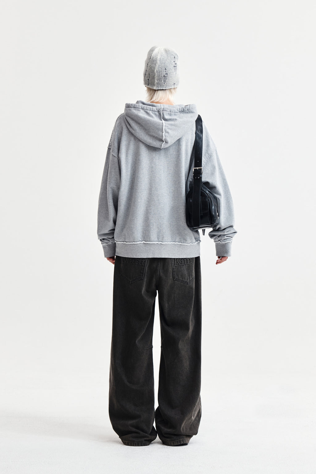 Matin Kim - Raw Cut Applique Hoody Zip Up (Grey) product image 7 | TRAB K-Fashion Australia