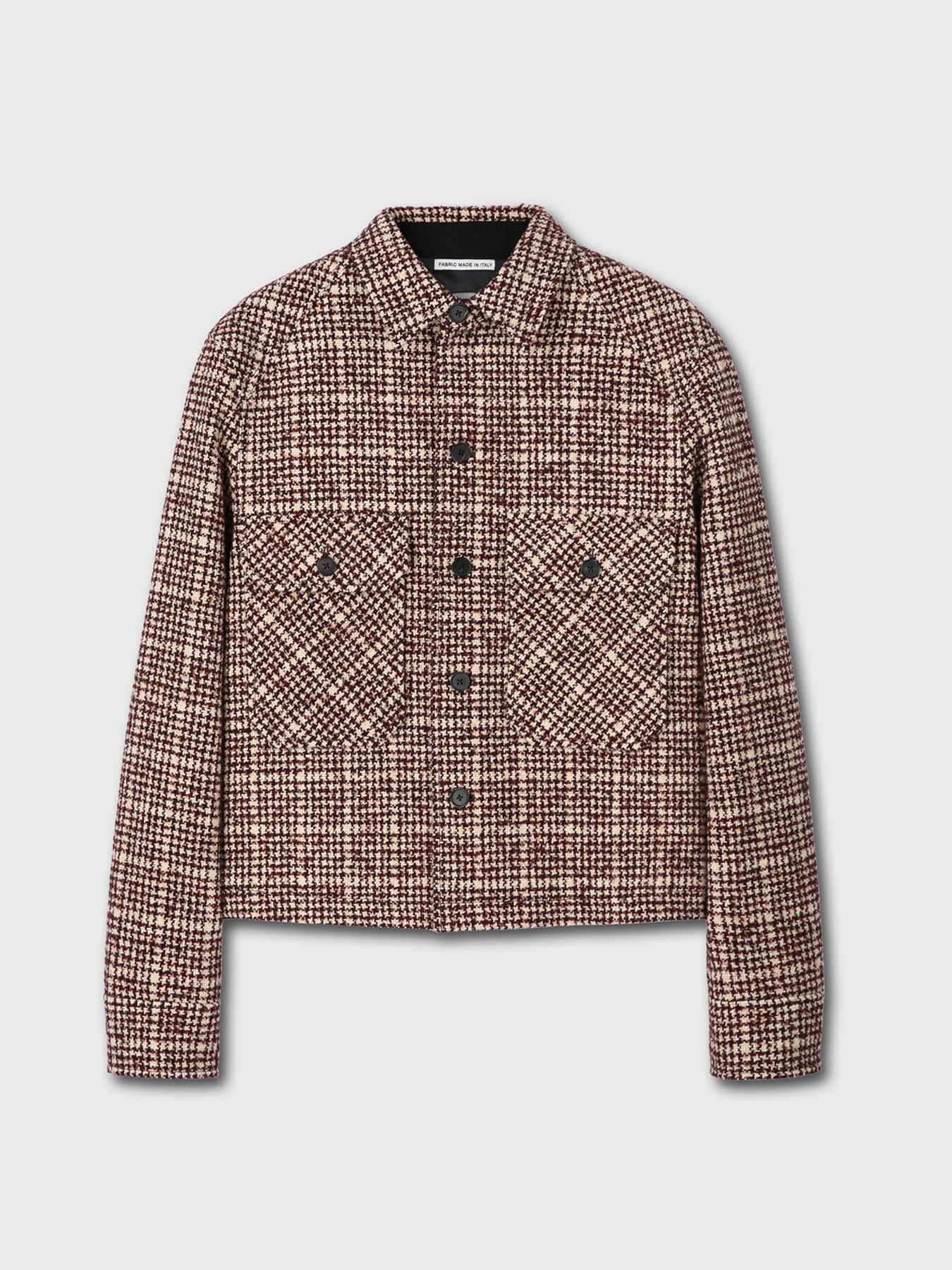Tonywack - Checked Wool Tweed Shirt Jacket (Italian Fabric) (Burgundy/Ecru) product image 7 | TRAB K-Fashion Australia