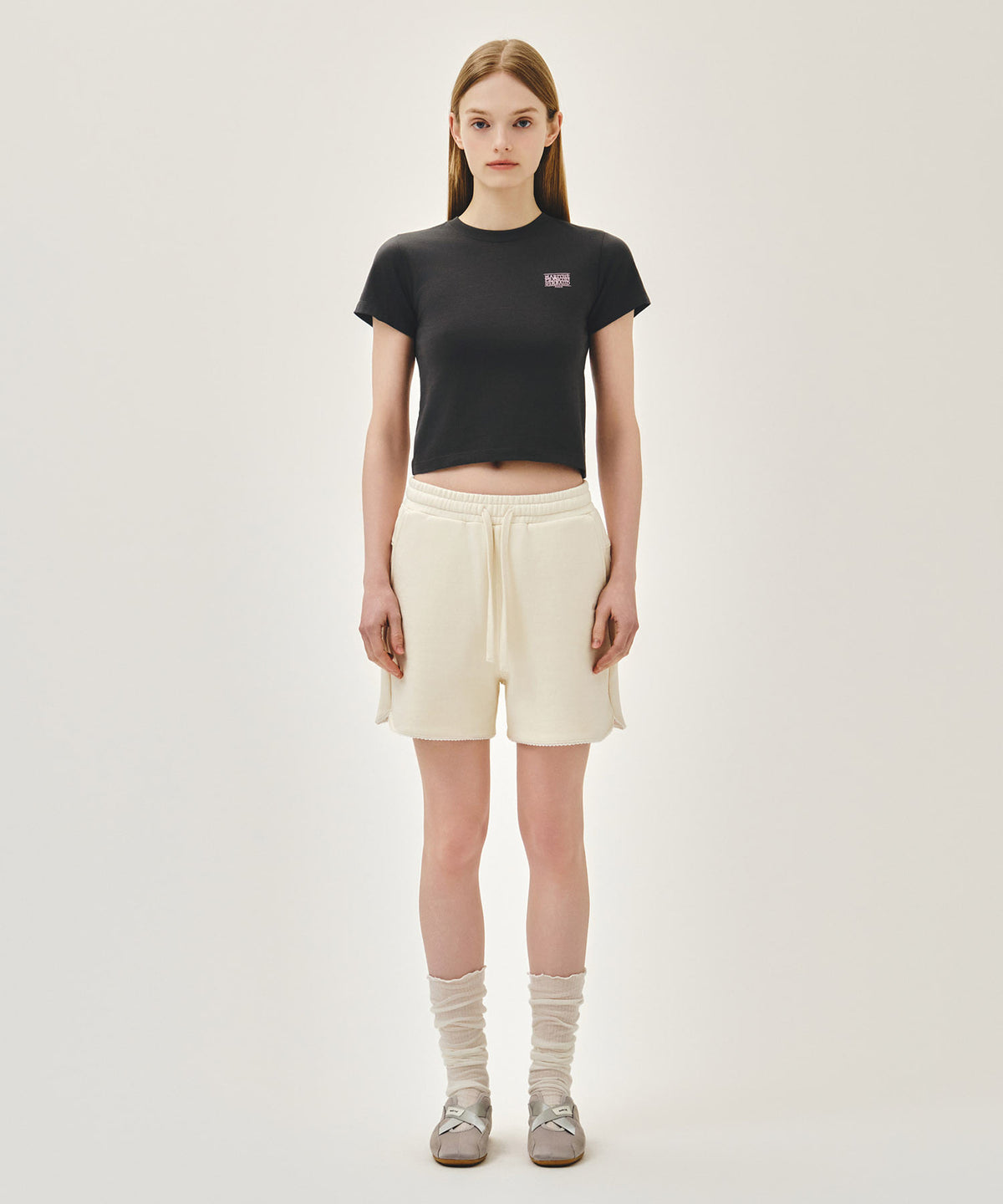 Marithe & Francois Girbaud - Antique Classic Logo Slim Crop Tee (Charcoal) product image 5 | TRAB K-Fashion Australia