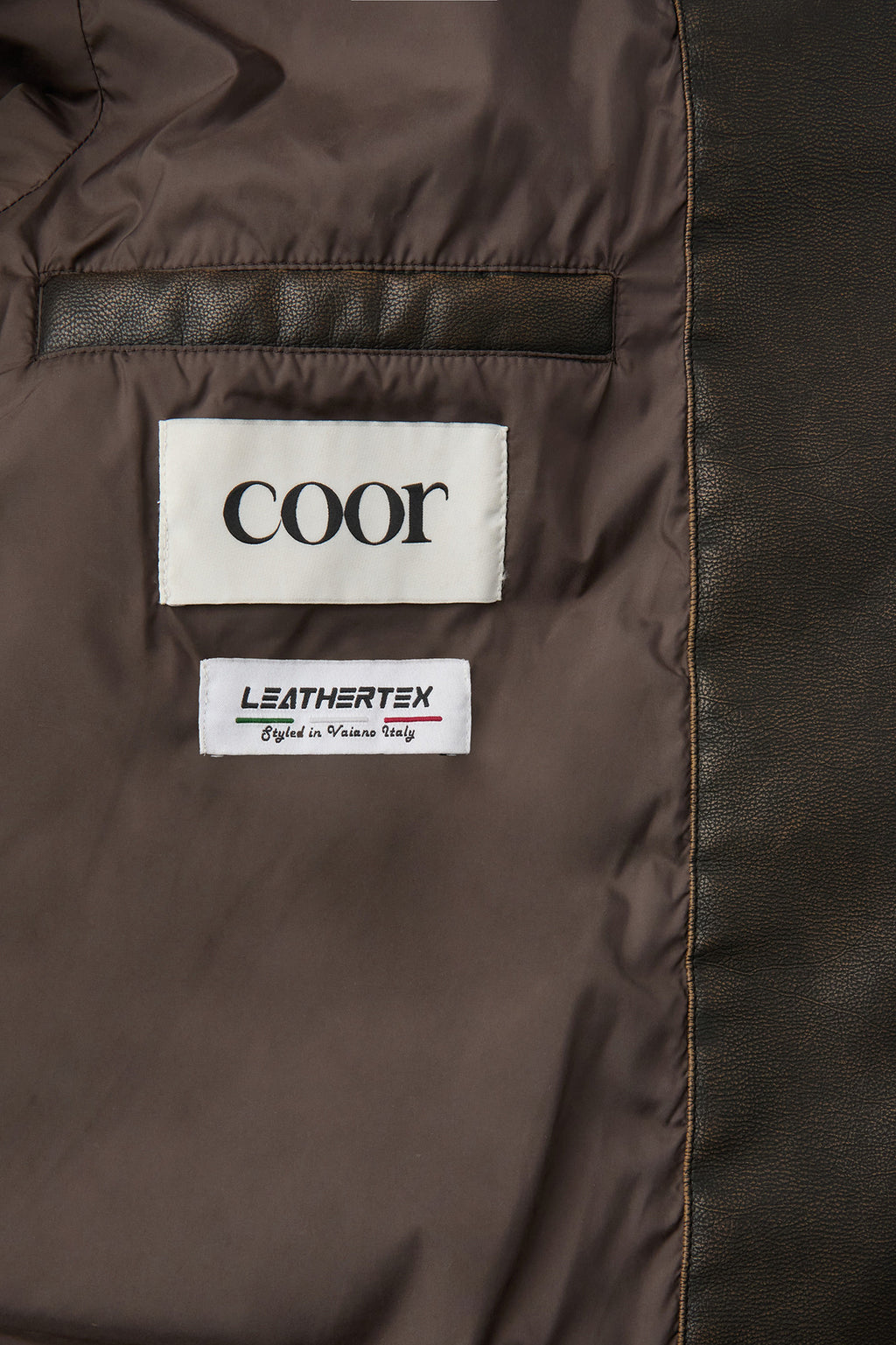 Coor - Fake Leather Wash Crop Down Puffer (Dark Brown) product image 9 | TRAB K-Fashion Australia