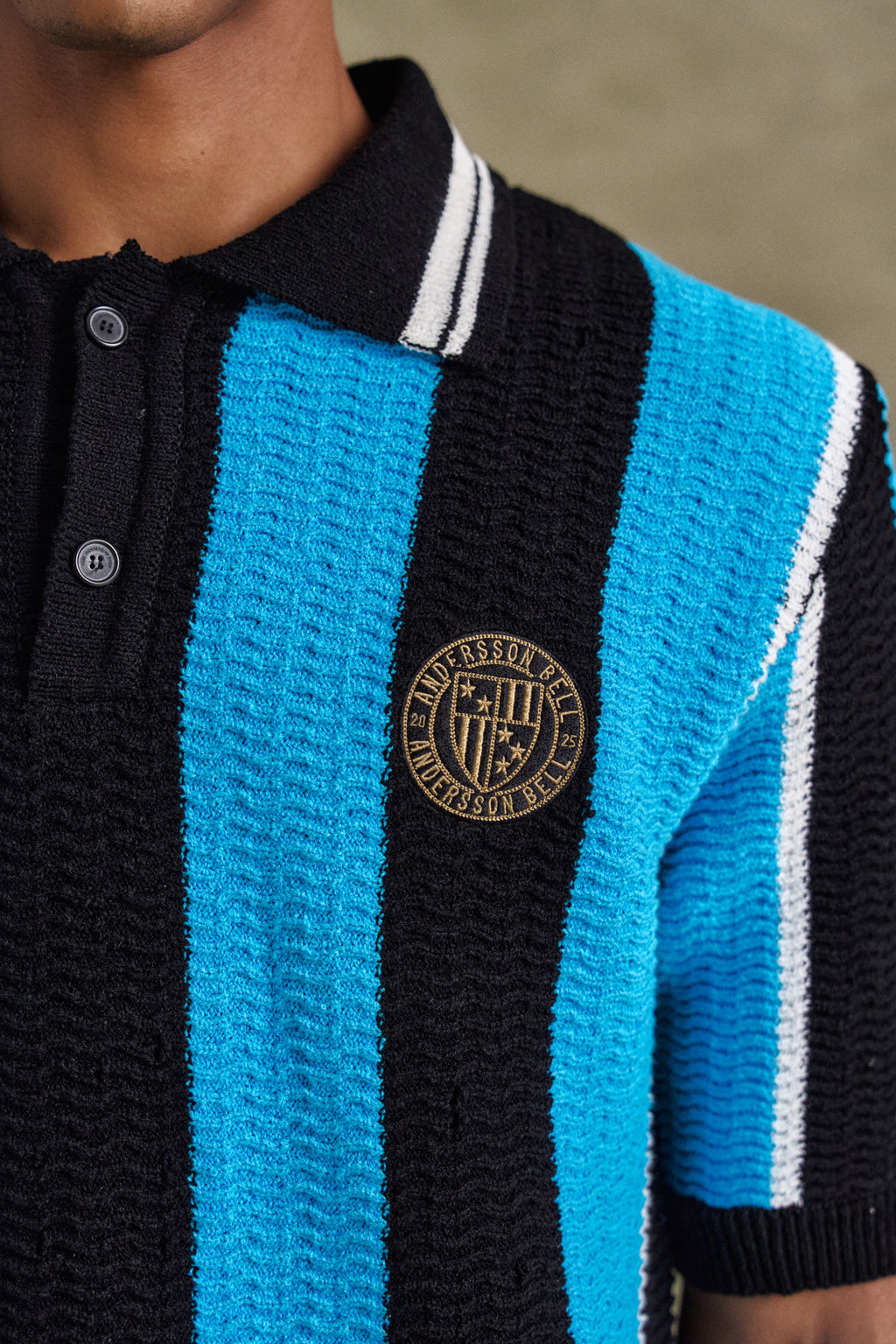 Andersson Bell - Stripe Soccer Polo Sweater (Black/Blue) product image 7 | TRAB K-Fashion Australia