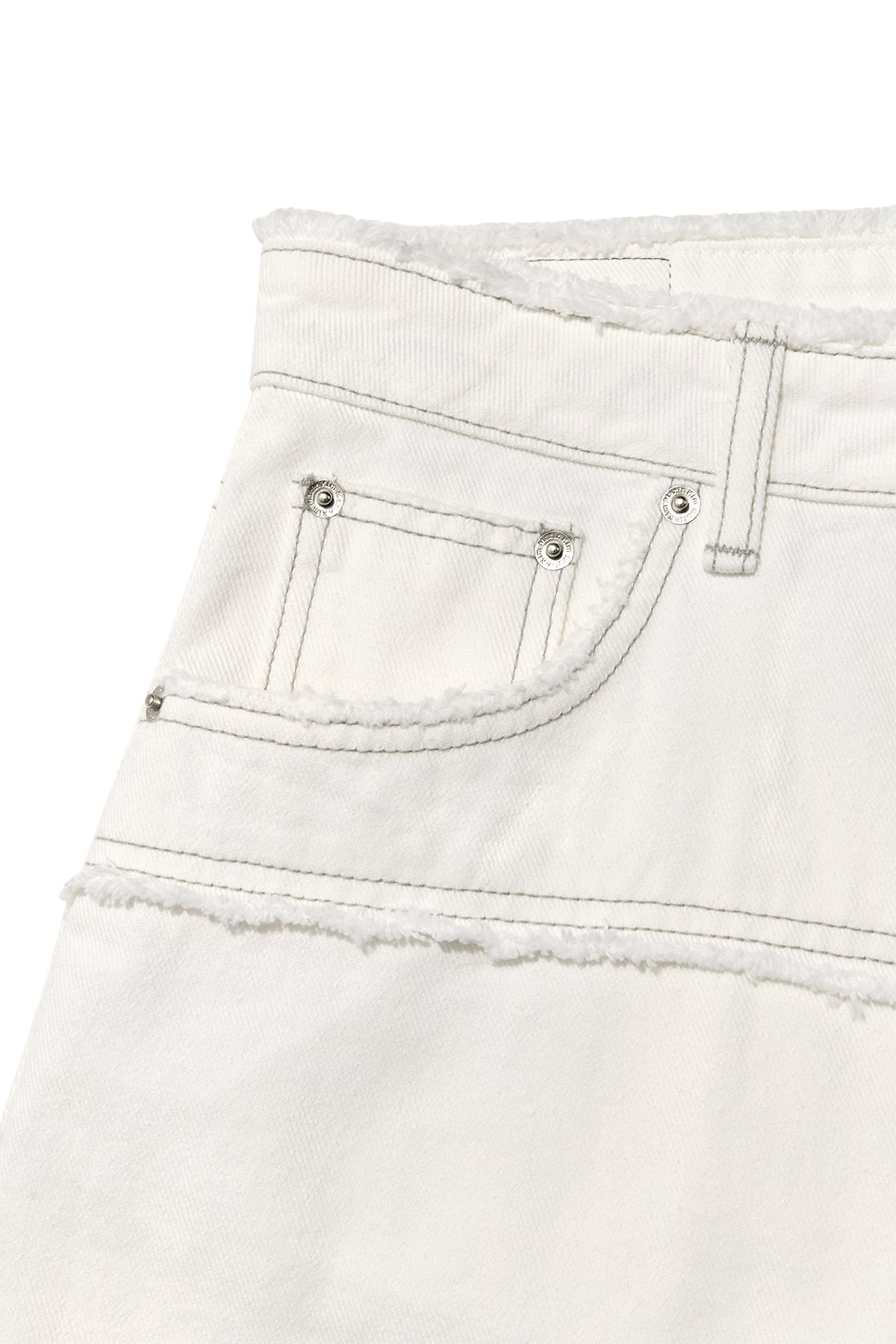 Matin Kim - Cut Line Point Denim Shorts (White) product image 4 | TRAB K-Fashion Australia