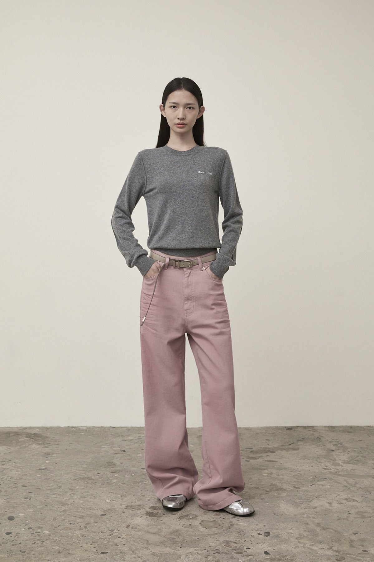 Matin Kim - Cashmere Blended Round Knit Pullover (Grey) product image 9 | TRAB K-Fashion Australia