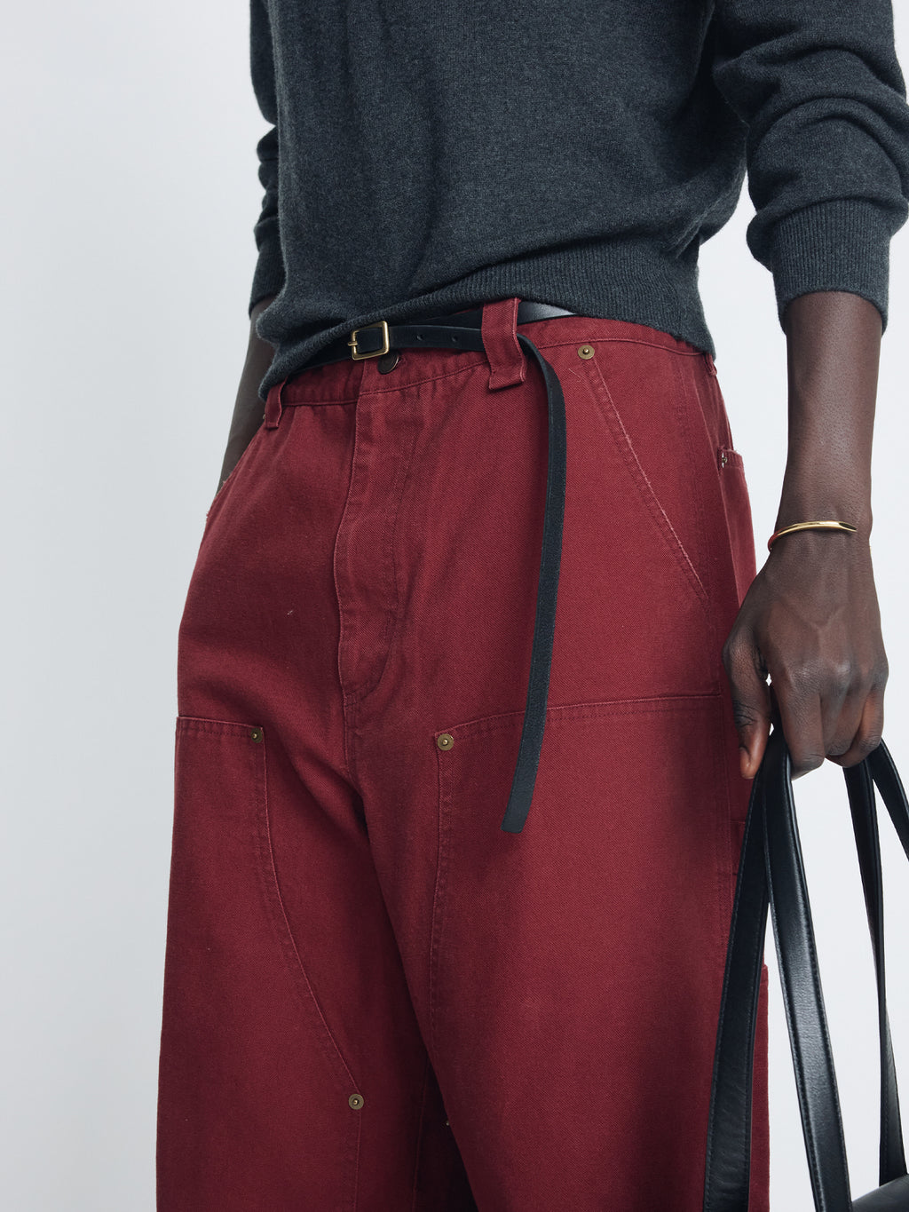 Tonywack - Garment Washed Wide Leg Carpenter Pants (Faded Maroon) product image 5 | TRAB K-Fashion Australia