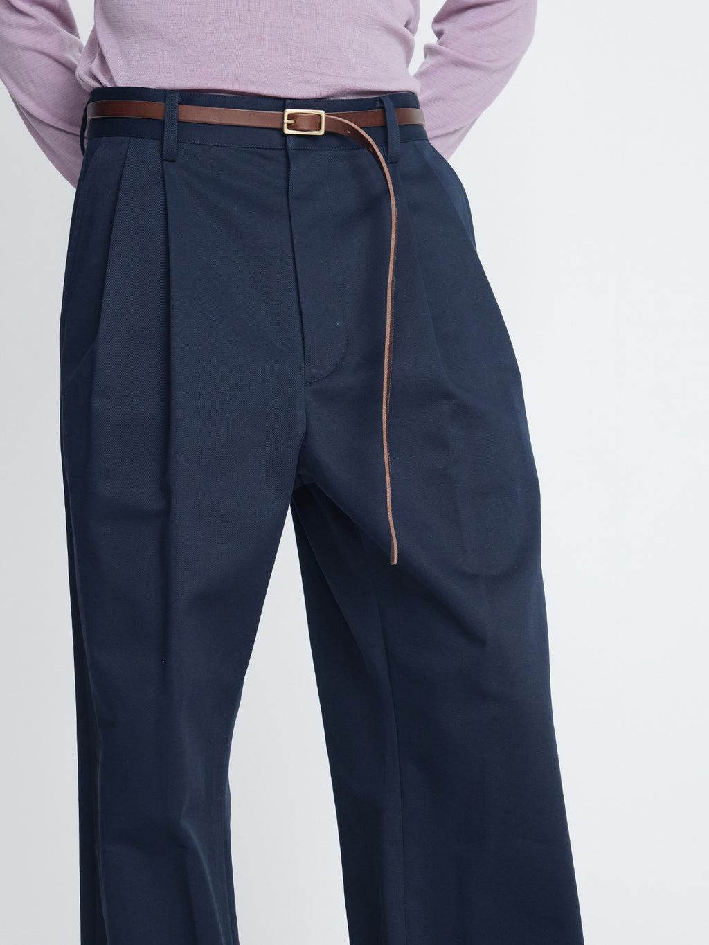 Tonywack - Cotton Drill Pleated Chino Pants (Navy) product image 7 | TRAB K-Fashion Australia