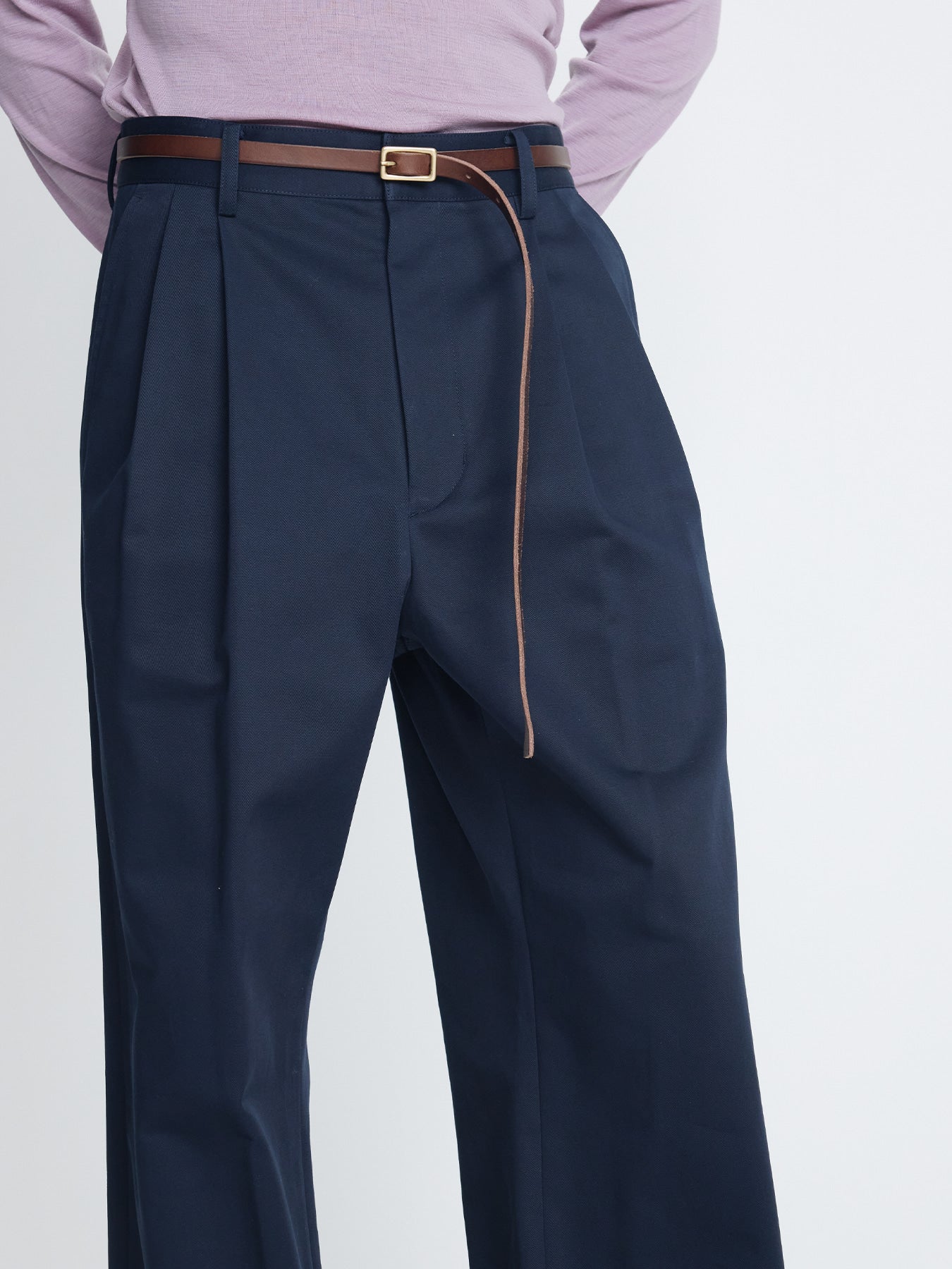 Tonywack - Cotton Drill Pleated Chino Pants (Navy) product image 7 | TRAB K-Fashion Australia