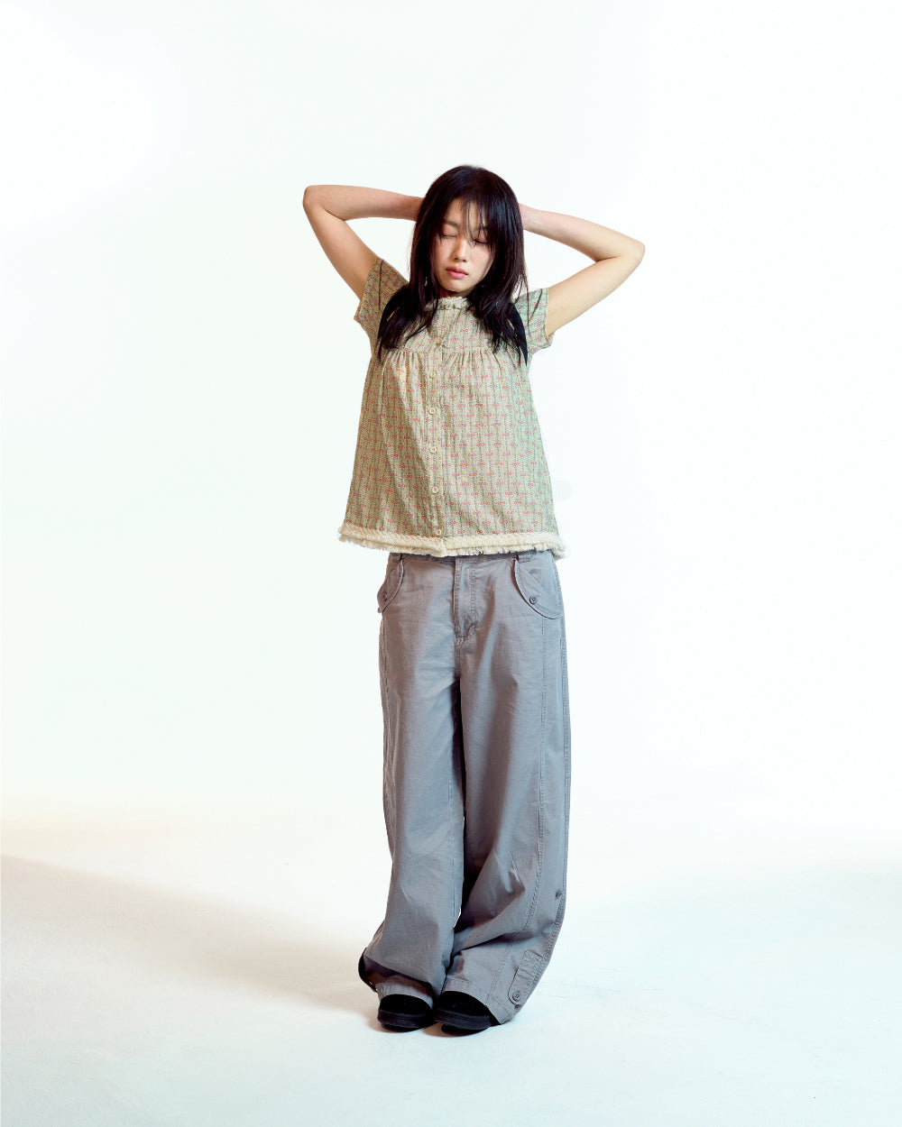 Coyseio - Washed Button Tab Pants (Grey) product image 2 | TRAB K-Fashion Australia