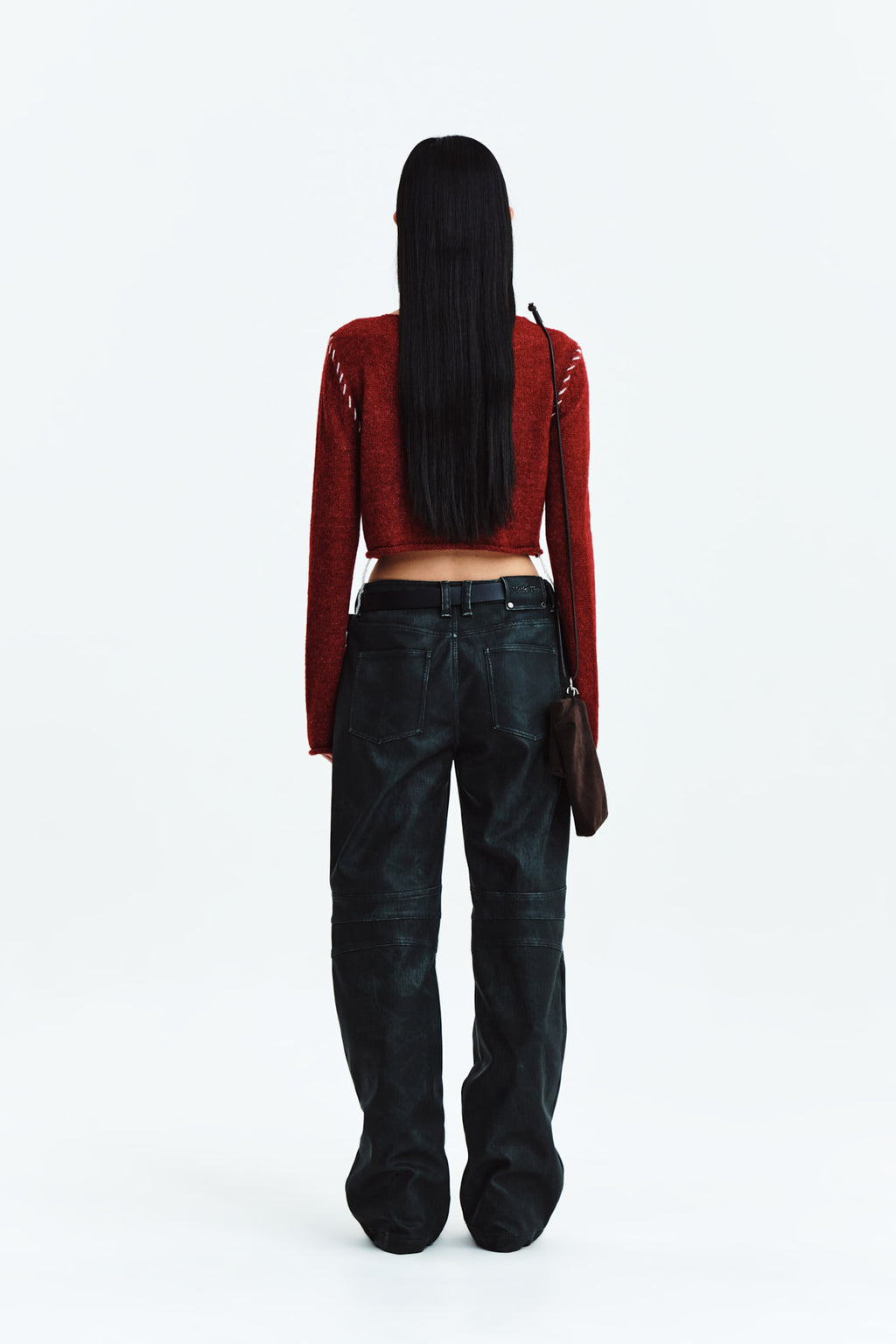 Matin Kim - Biker Detail Washed Leather Pants (Navy) product image 7 | TRAB K-Fashion Australia