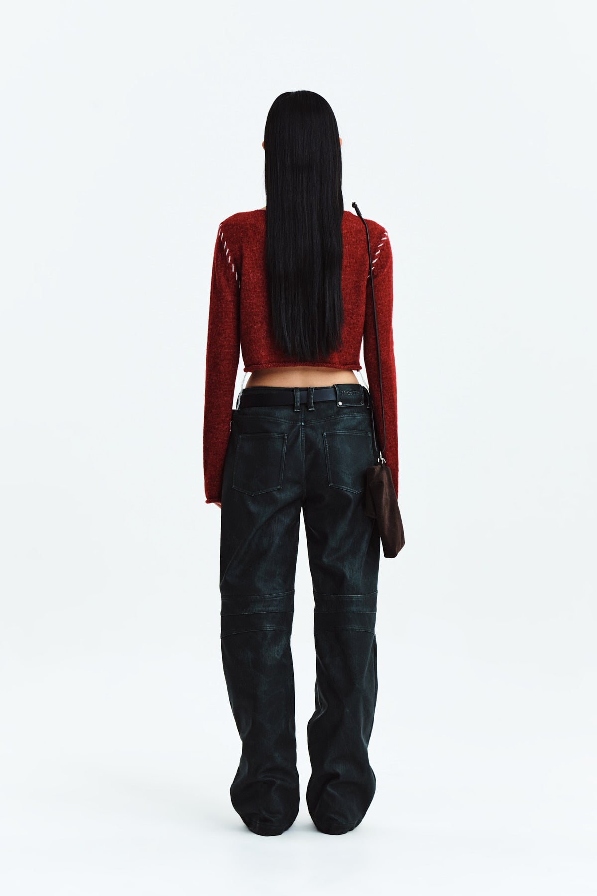Matin Kim - Biker Detail Washed Leather Pants (Navy) product image 7 | TRAB K-Fashion Australia