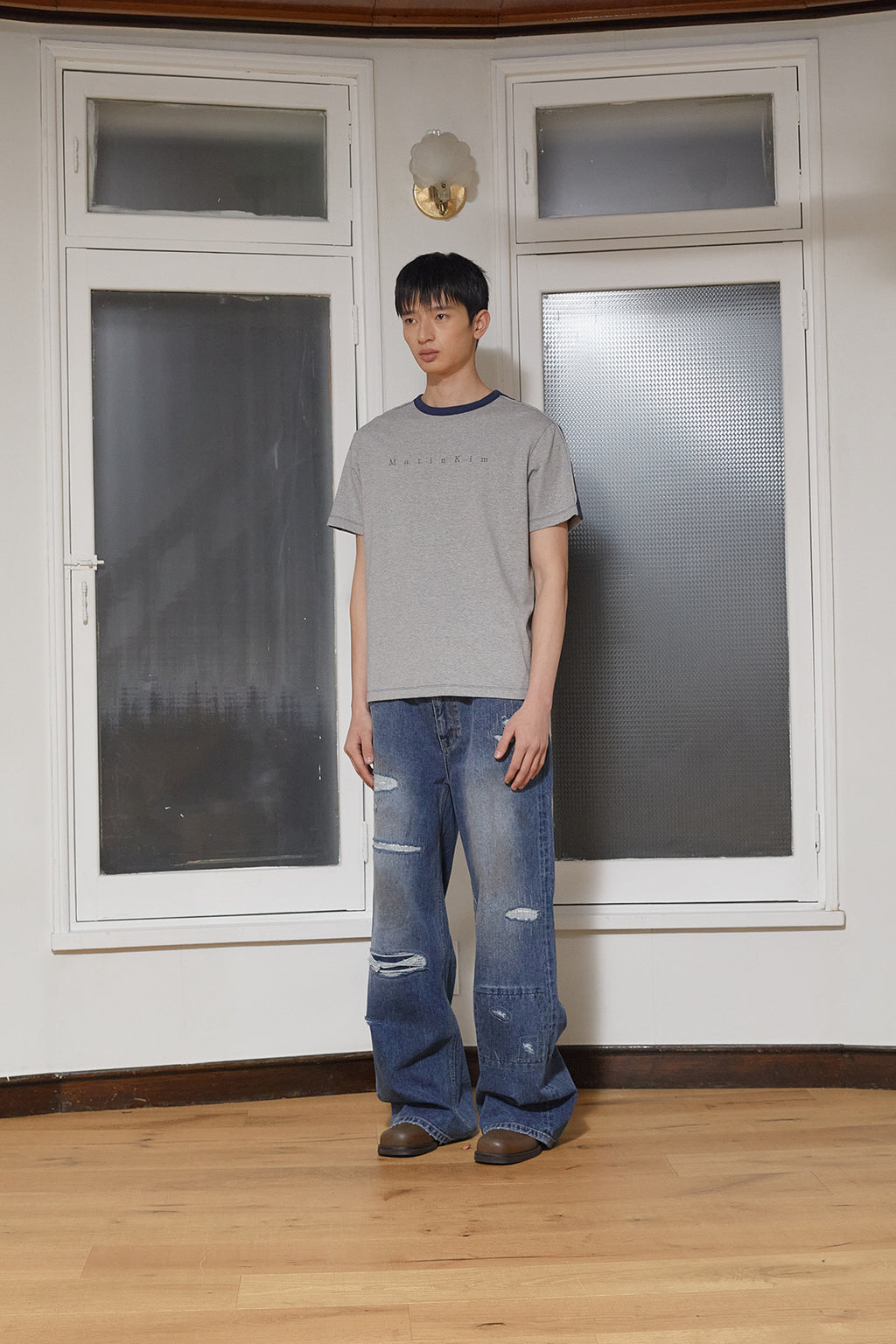 Matin Kim - Color Line Point Logo Top (Grey) product image 6 | TRAB K-Fashion Australia