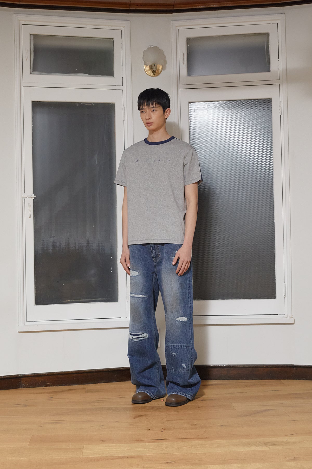 Matin Kim - Color Line Point Logo Top (Grey) product image 6 | TRAB K-Fashion Australia