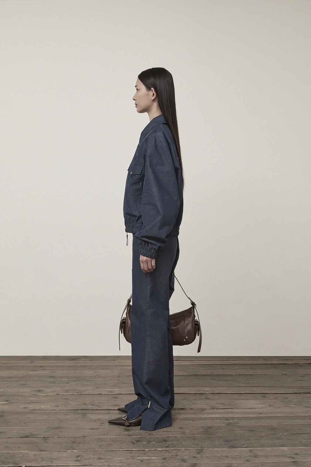 Matin Kim - Western Detail Denim Like Blouson (Navy) product image 6 | TRAB K-Fashion Australia