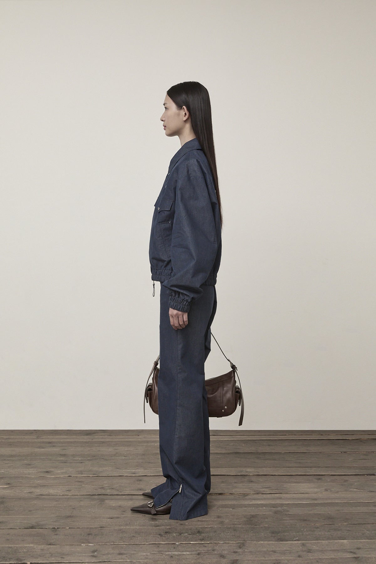 Matin Kim - Western Detail Denim Like Blouson (Navy) product image 6 | TRAB K-Fashion Australia