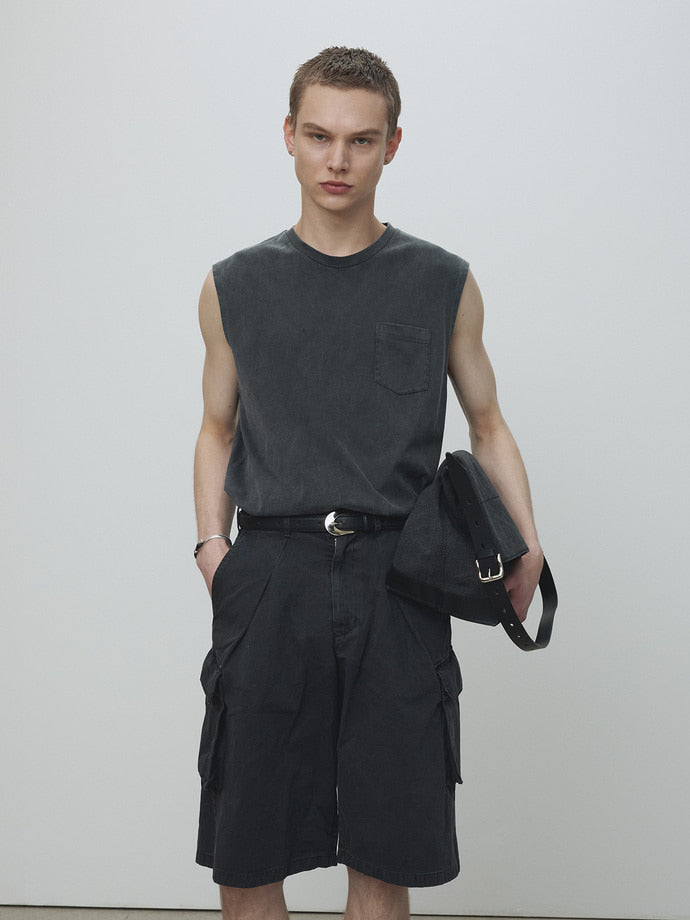 Tonywack - Garment-Dyed Patch Pocket Sleeveless (Faded Black) product image 4 | TRAB K-Fashion Australia