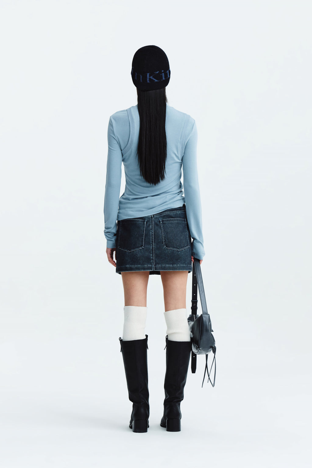 Matin Kim - Rib Layered Half Neck Long Sleeve Top (Blue) product image 8 | TRAB K-Fashion Australia