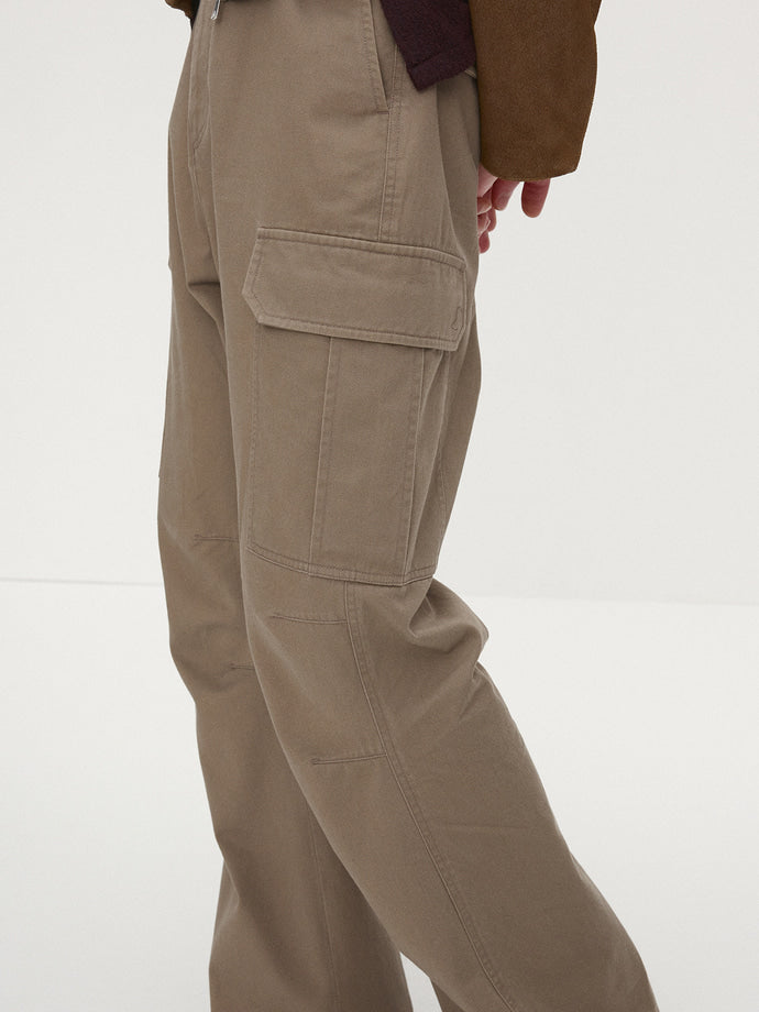 Tonywack - Washed Cotton Loose Flared Cargo Pants (Beige) product image 6 | TRAB K-Fashion Australia