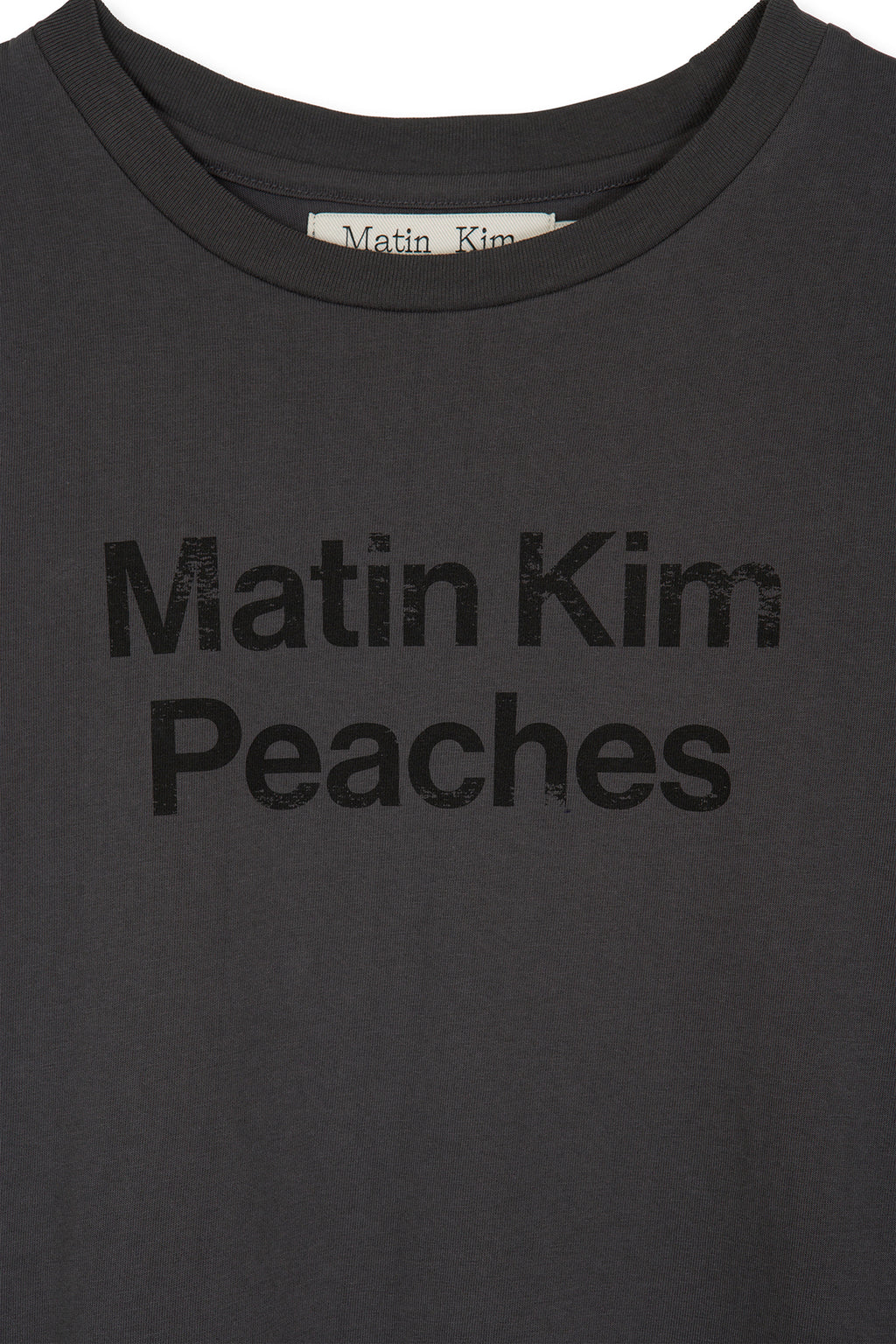 Matin Kim - Peaches Logo Graphic Crop Top (Charcoal) product image 5 | TRAB K-Fashion Australia