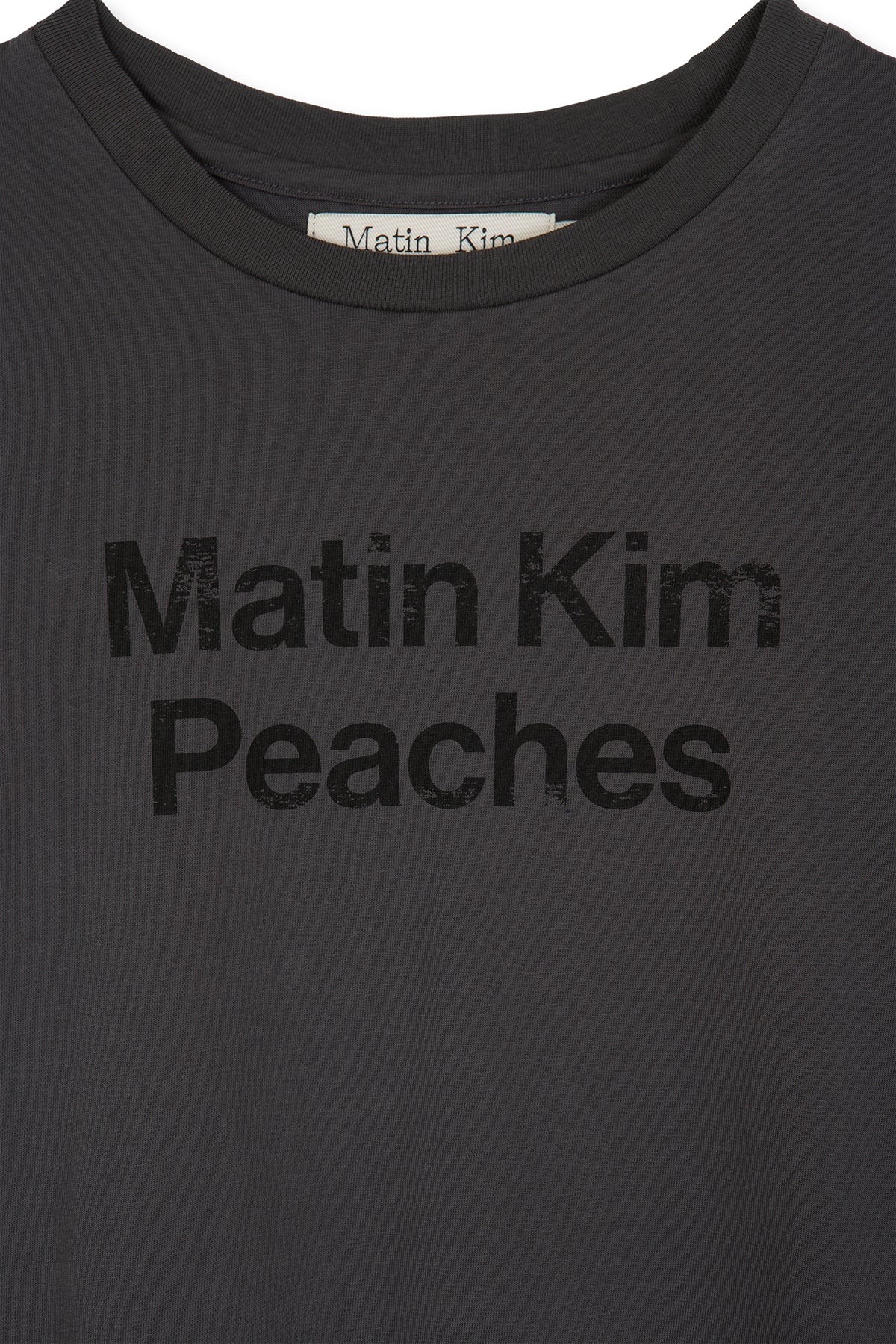 Matin Kim - Peaches Logo Graphic Crop Top (Charcoal) product image 5 | TRAB K-Fashion Australia