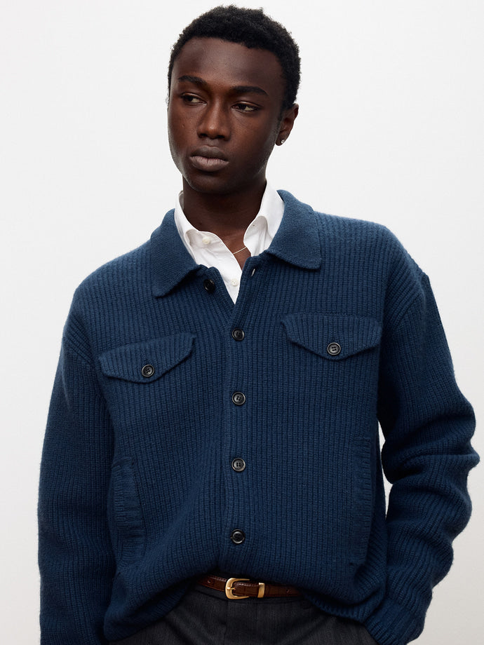 Tonywack - Wool And Cotton Knitted Trucker (Navy Blue) product image 8 | TRAB K-Fashion Australia