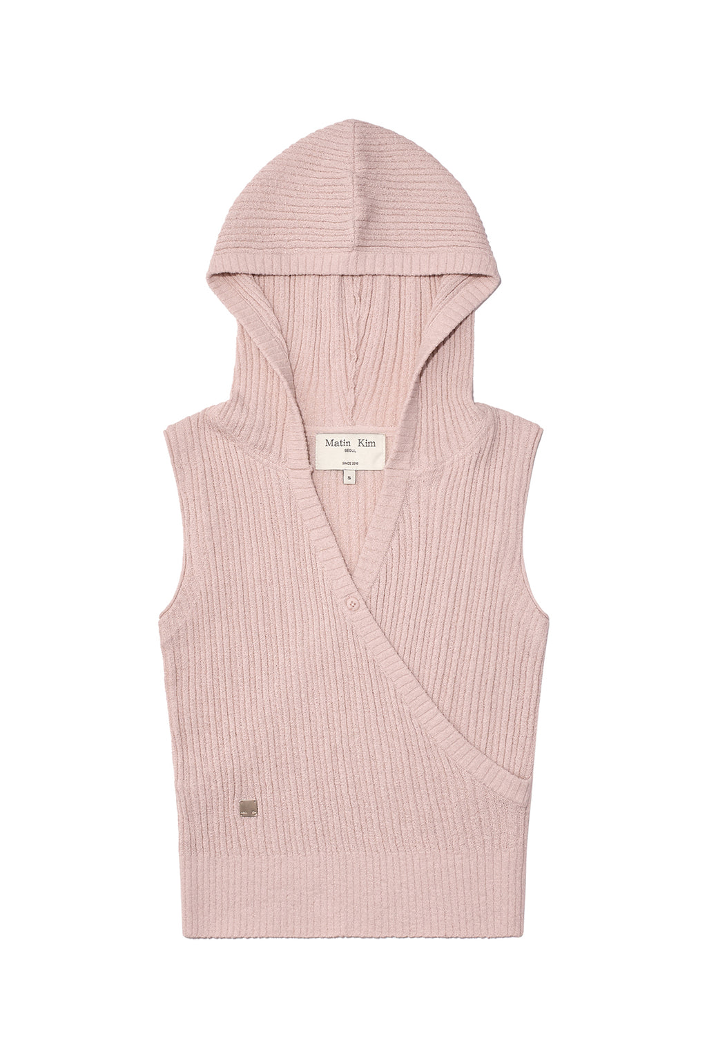 Matin Kim - Wrap Sleeveless Knit Hoody Top (Light Pink) product image 1 | TRAB K-Fashion Australia