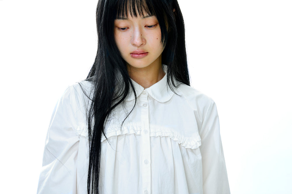 Coyseio - Rough Cut Frill Shirt (Ivory) product image 9 | TRAB K-Fashion Australia